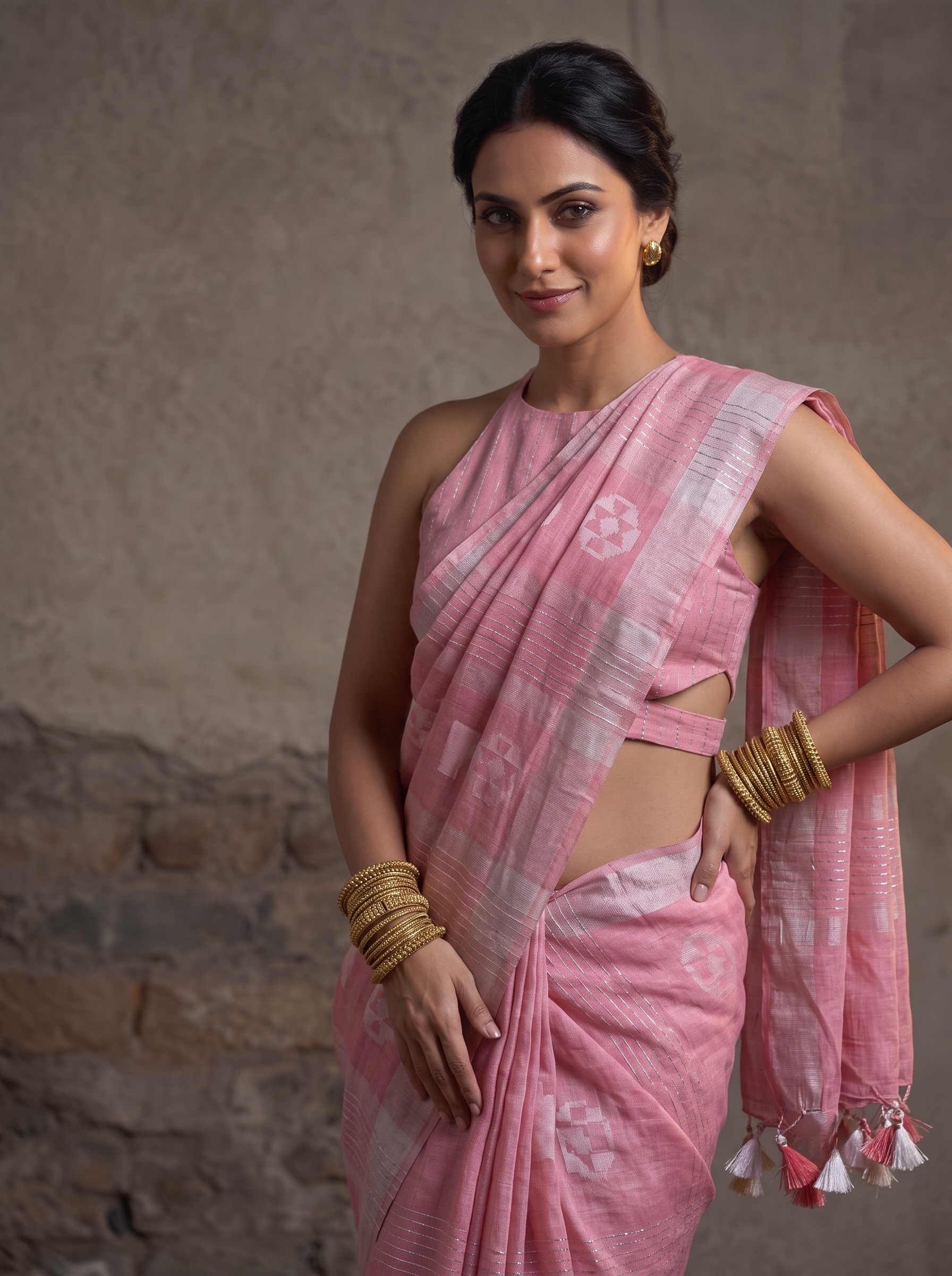 White Butta Elegance Semi Silk Saree