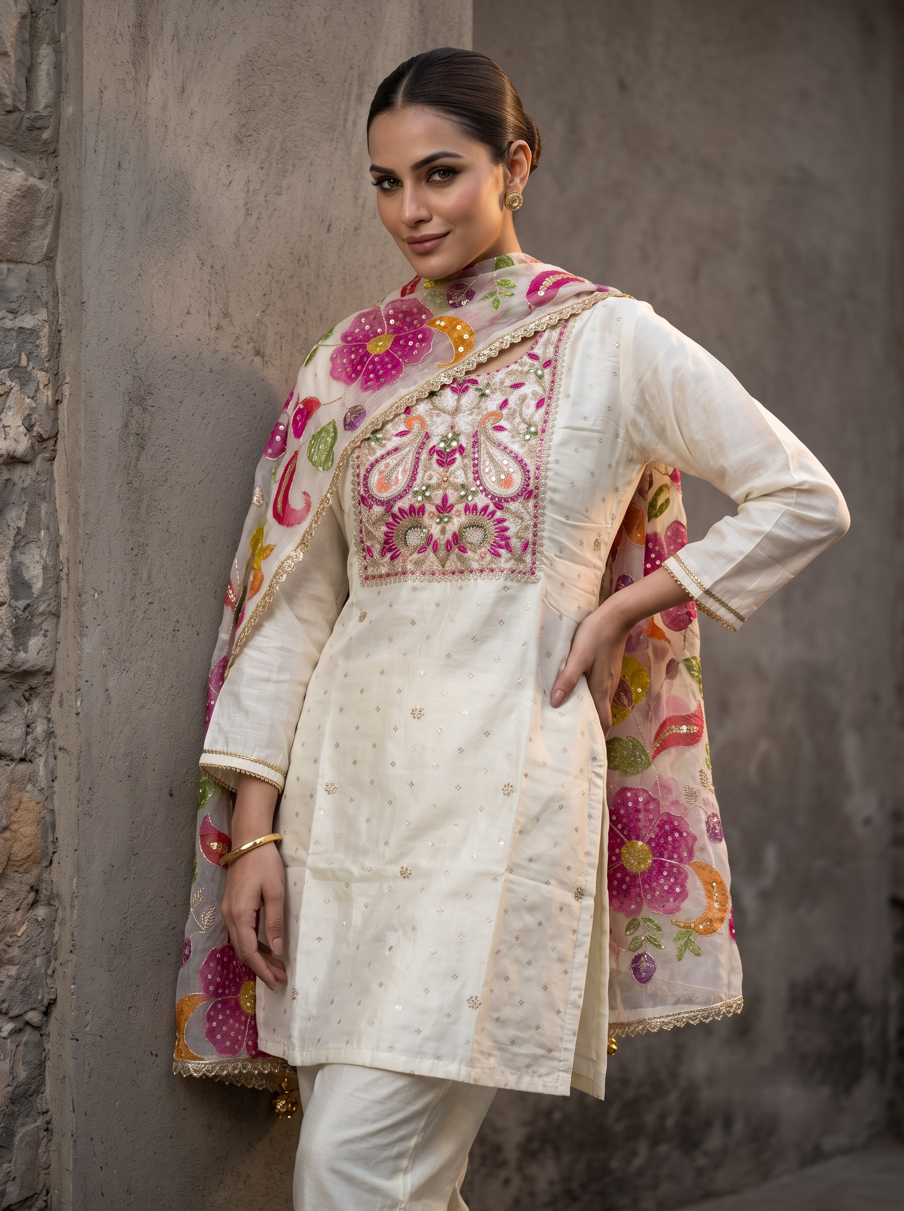 Gulnaar Beads & Zari Sharara Set