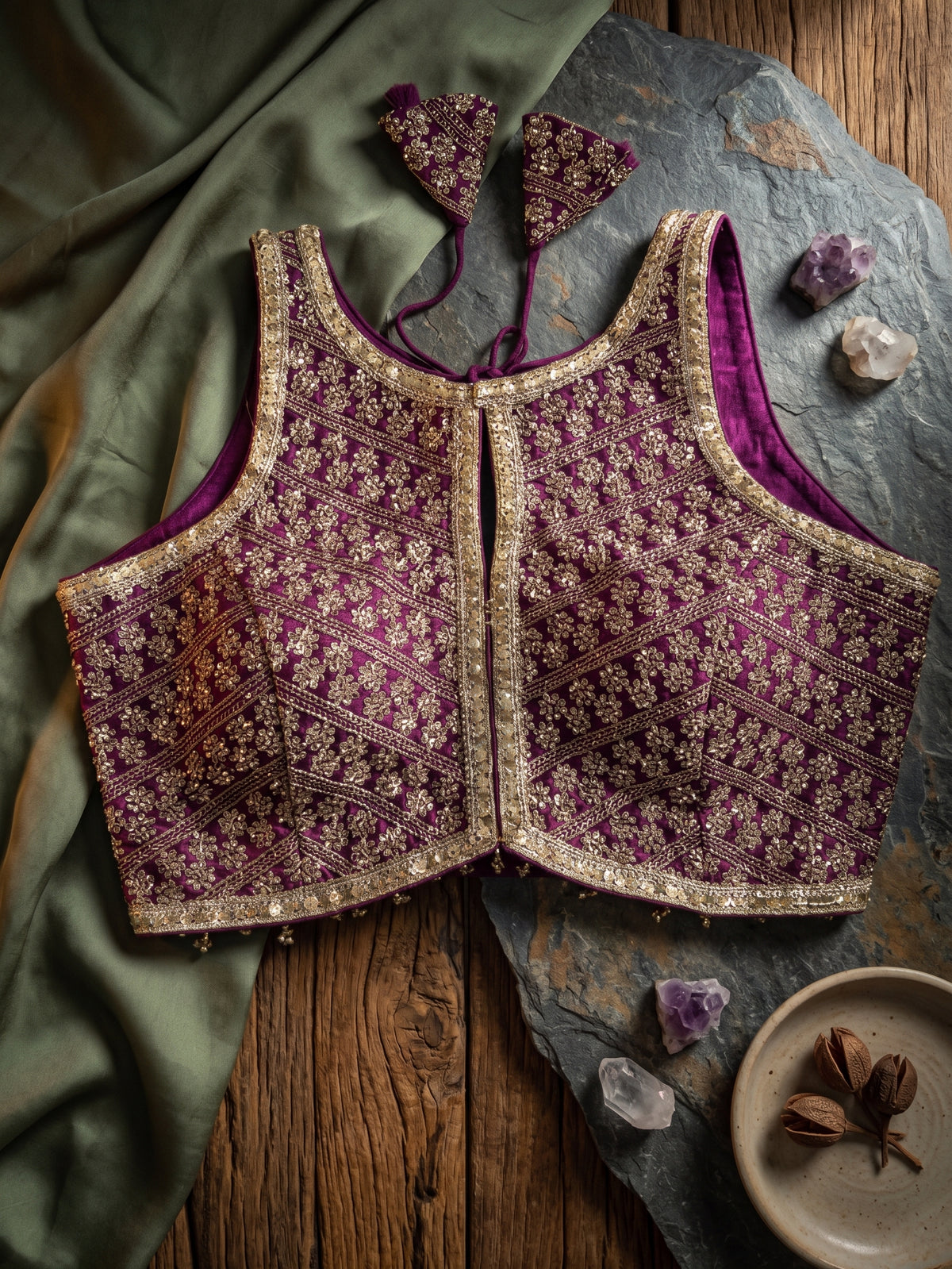 Heavy Stone Work Designer Lace Blouse