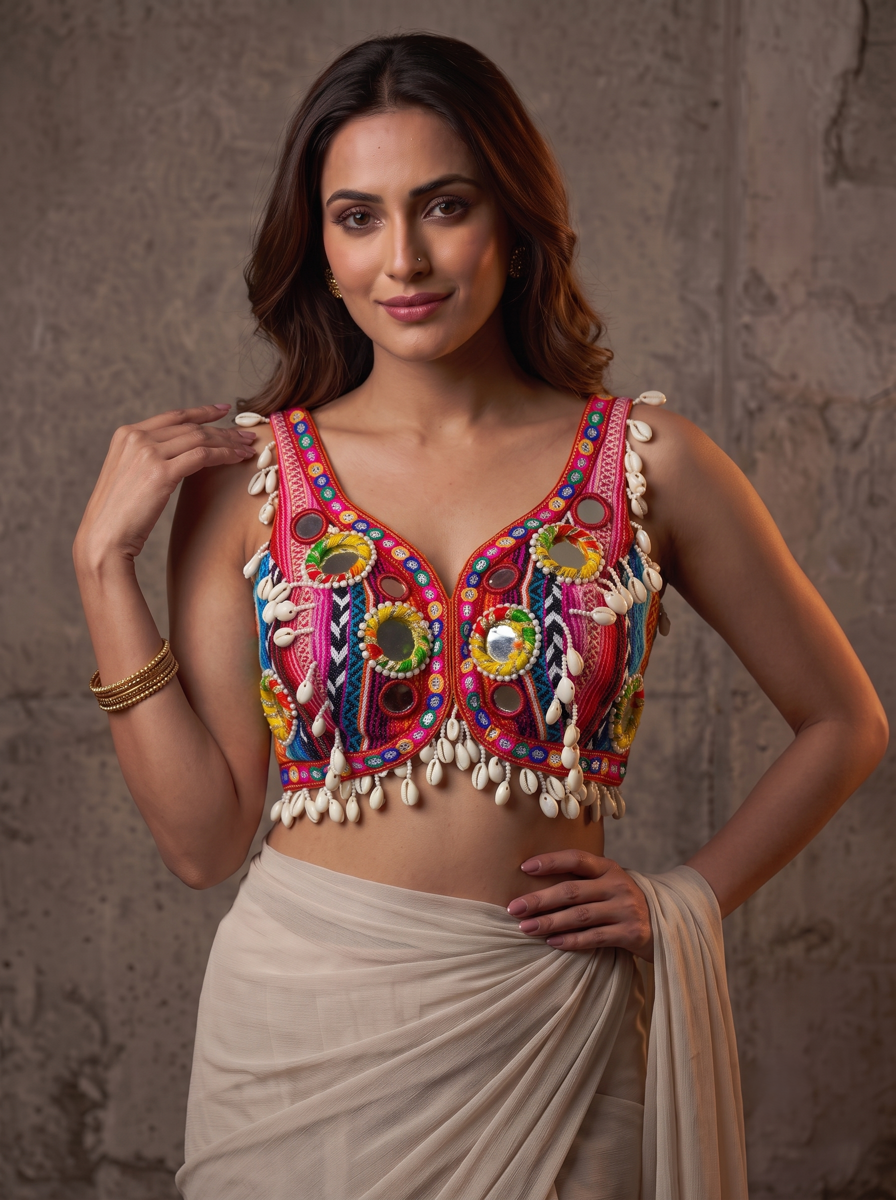 Navratna Mirror & Shell Blouse