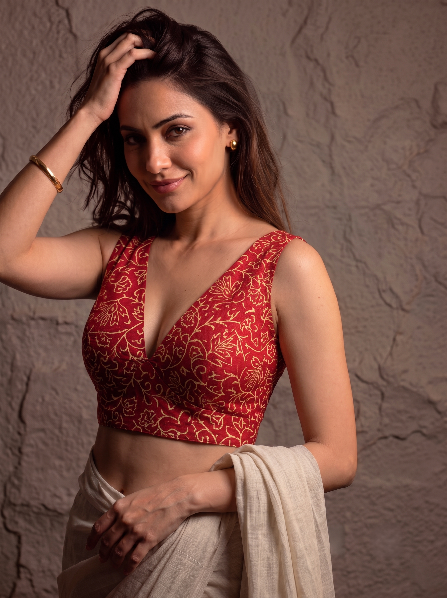 Ajrakh V neck