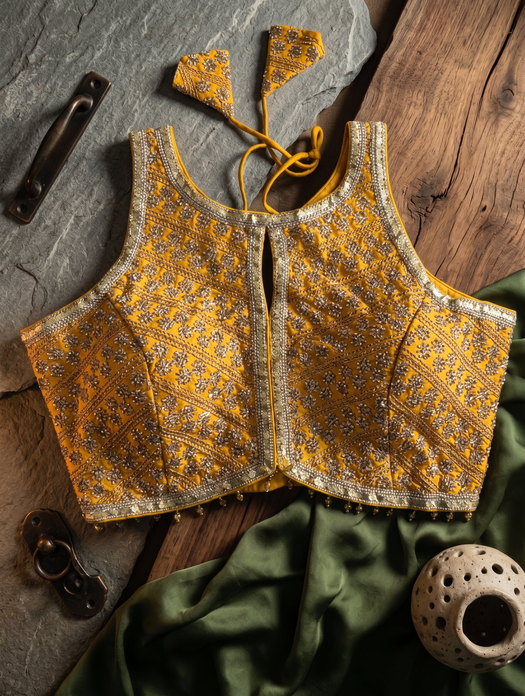 Heavy Stone Work Designer Lace Blouse