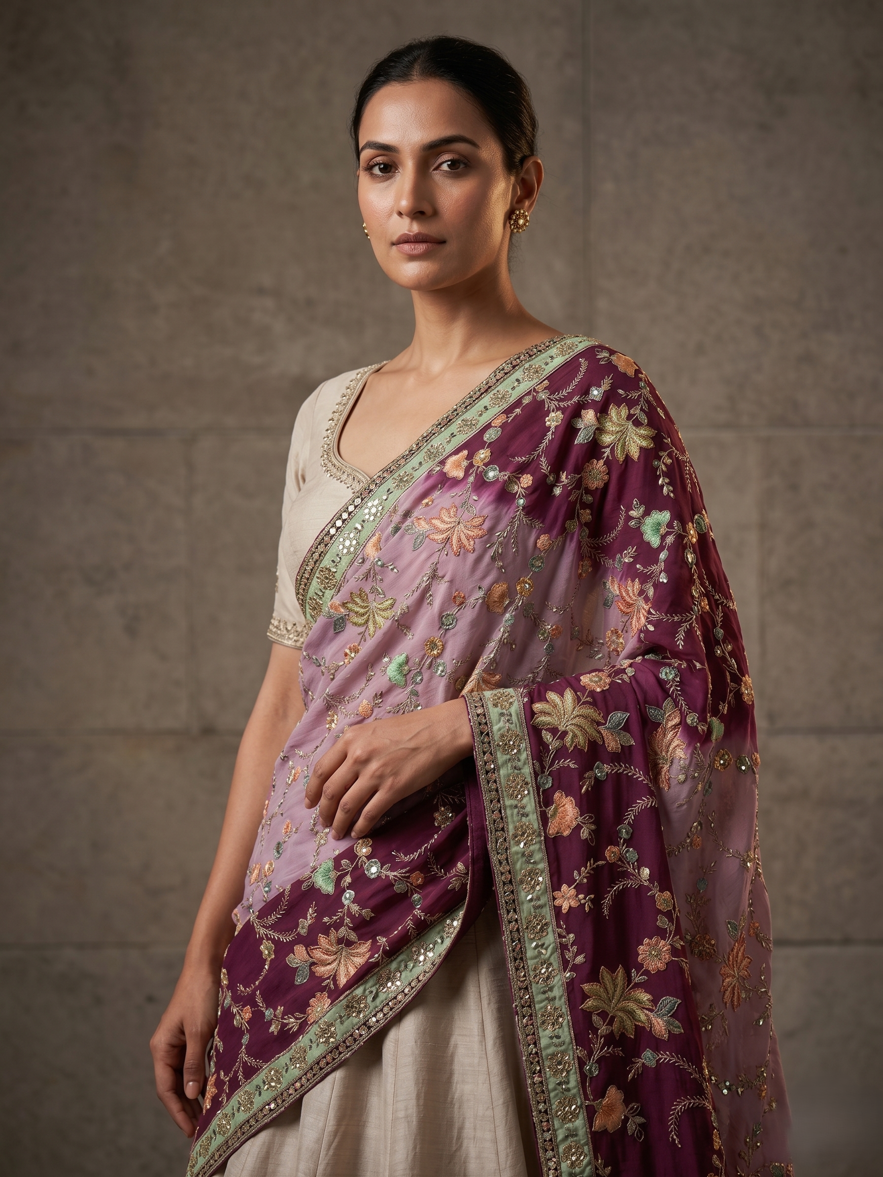 Veda Position Work Chinon Dupatta