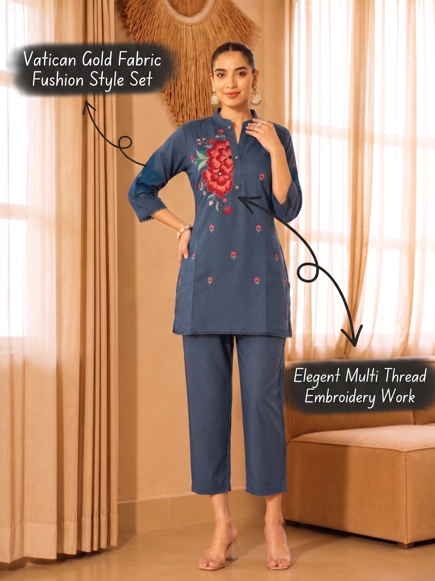 Noor Multi Threadwork Co-Ord Set