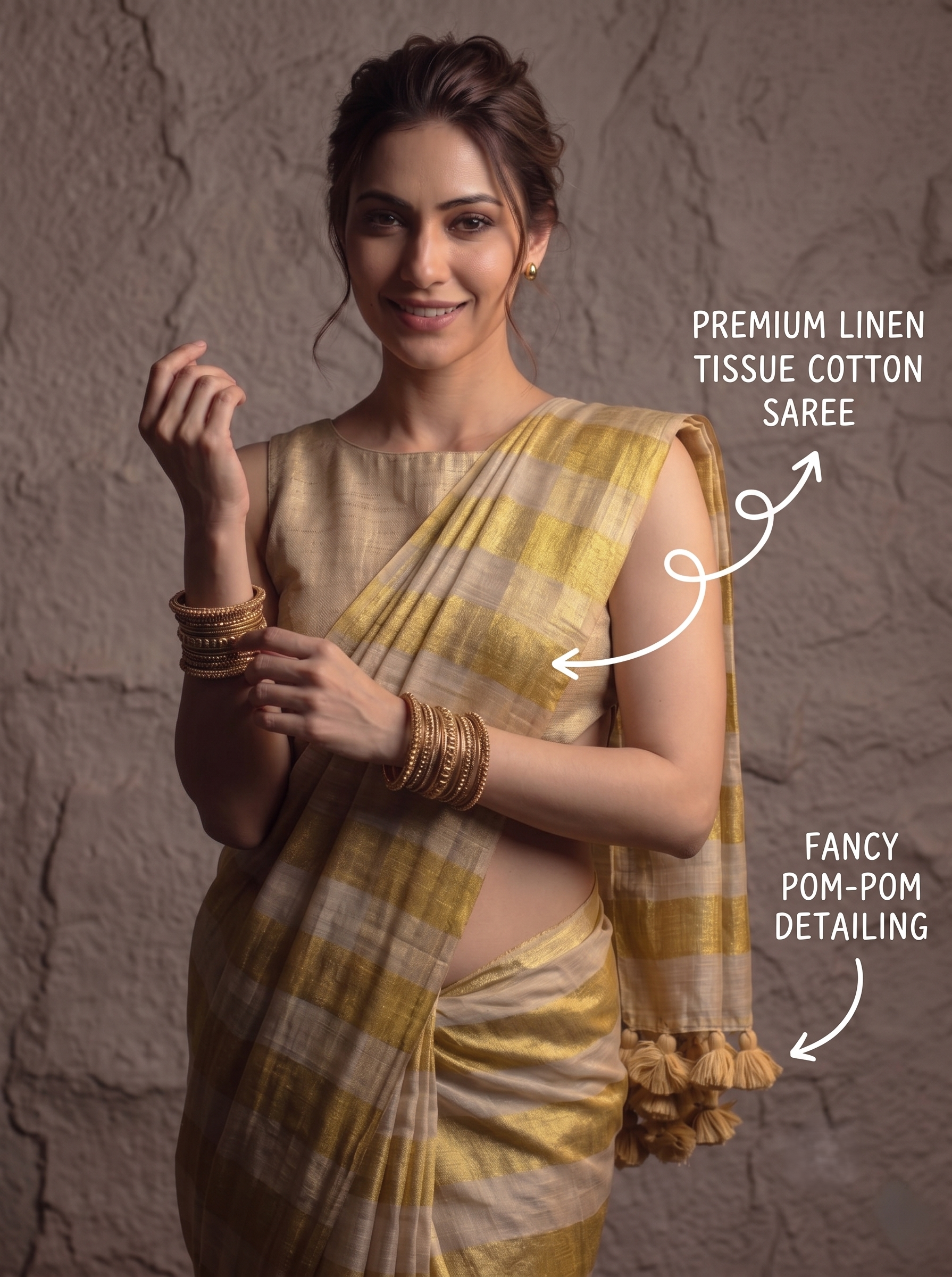 Pastel Checks Charm Linen Tissue Saree