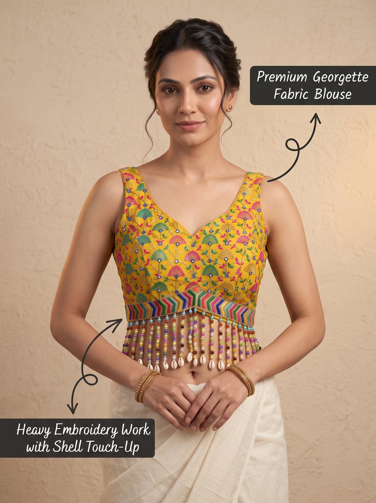 Shell Elegance Embroidered Blouse