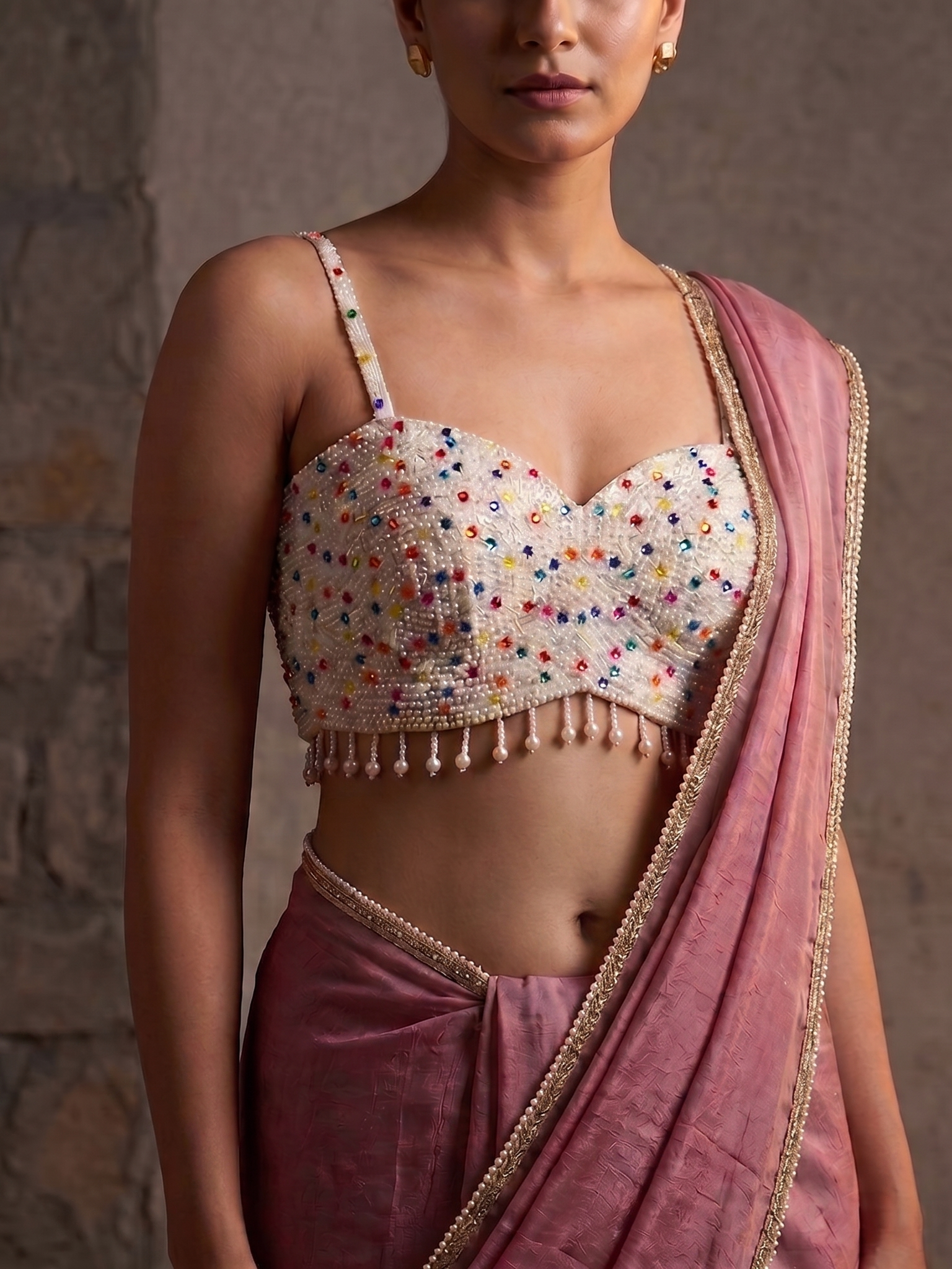 Luxe Pearl Saree Set