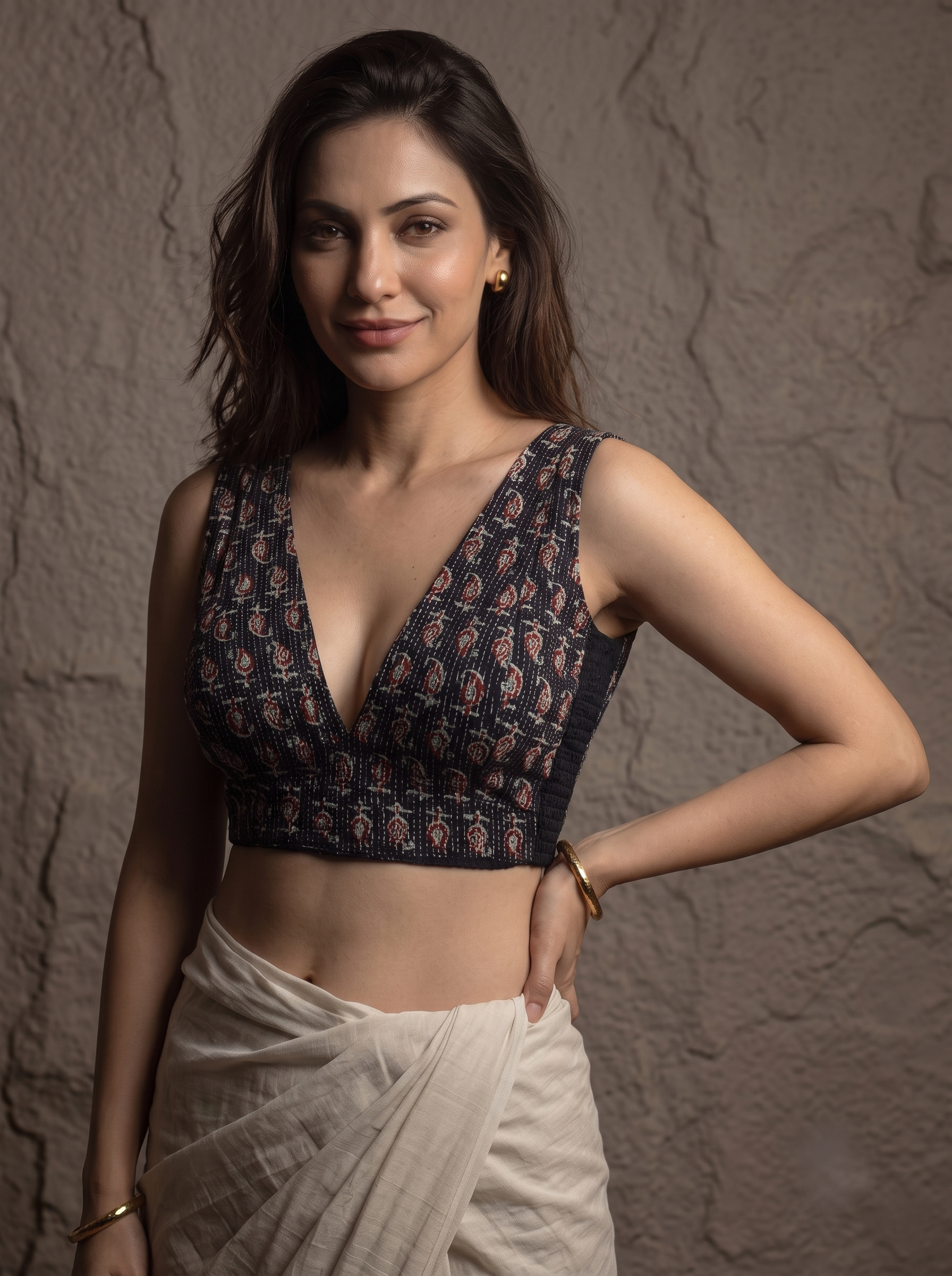 Pure Cotton V-Neck Streachble Blouse