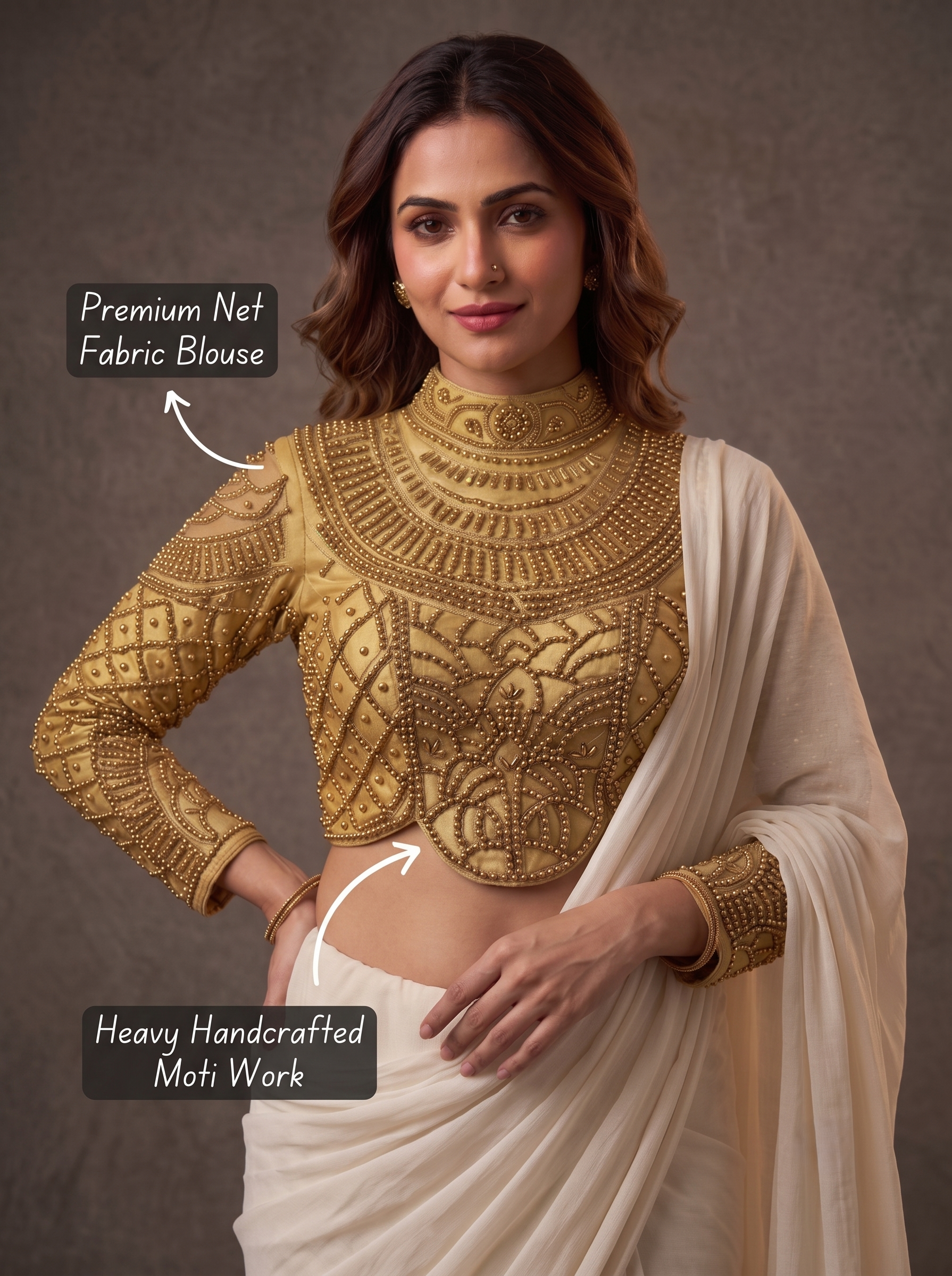 Moti Royale Net Full Sleeves Blouse
