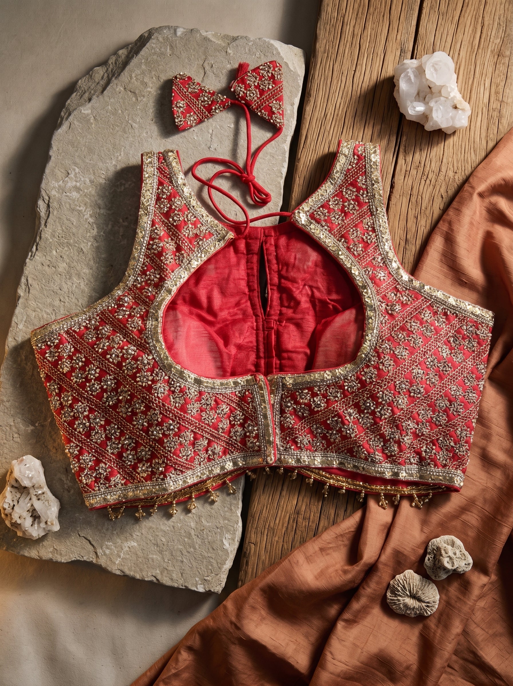 Heavy Stone Work Designer Lace Blouse