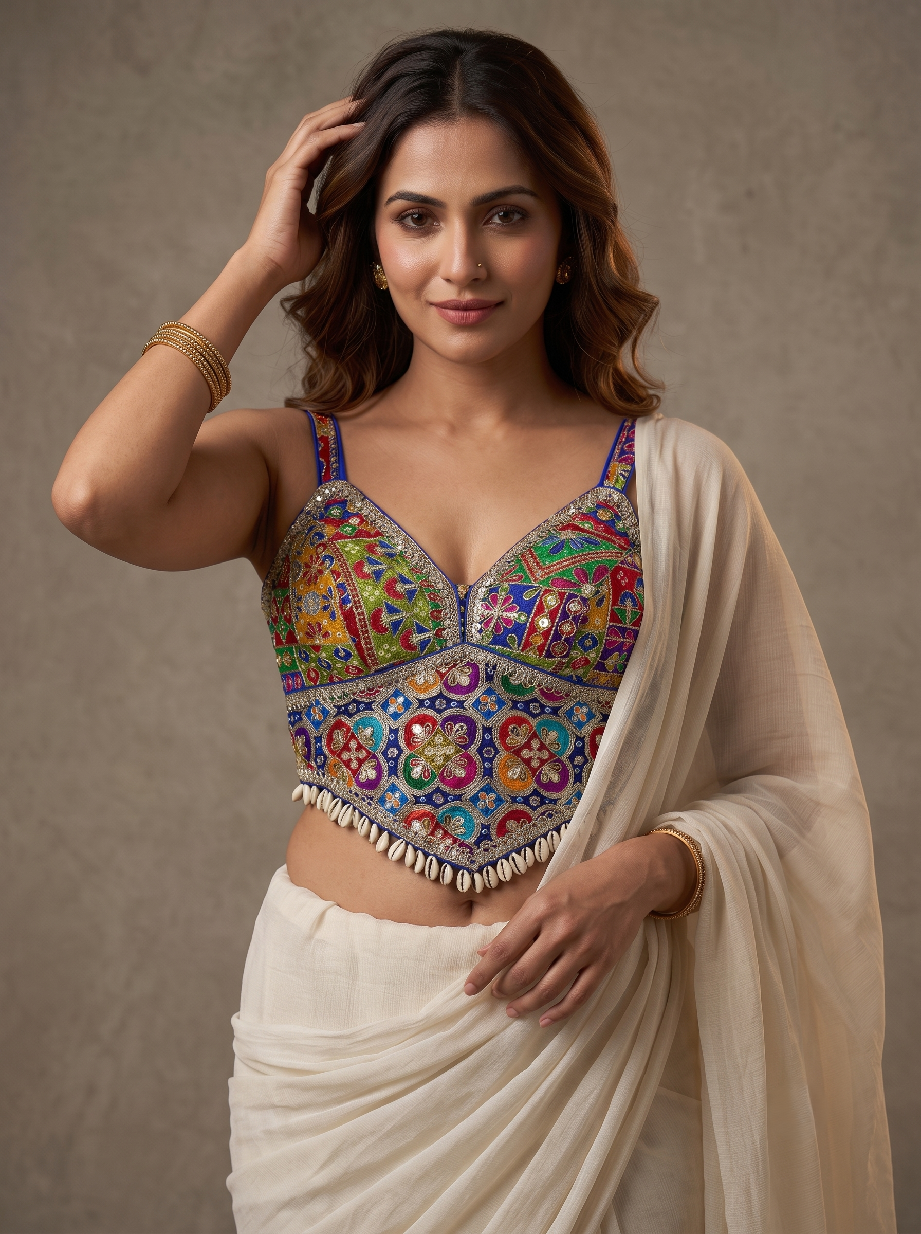 Shankhini Shell Work Long Blouse