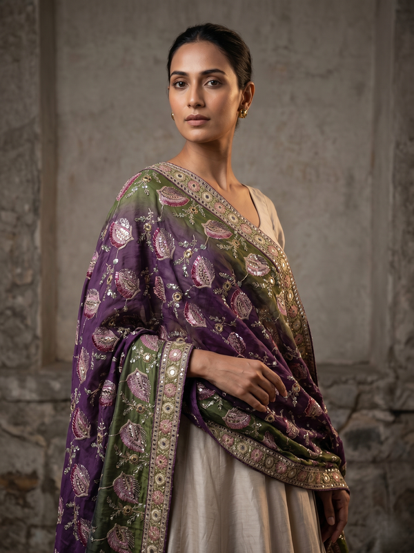 Ira Position Thread Work Dupatta