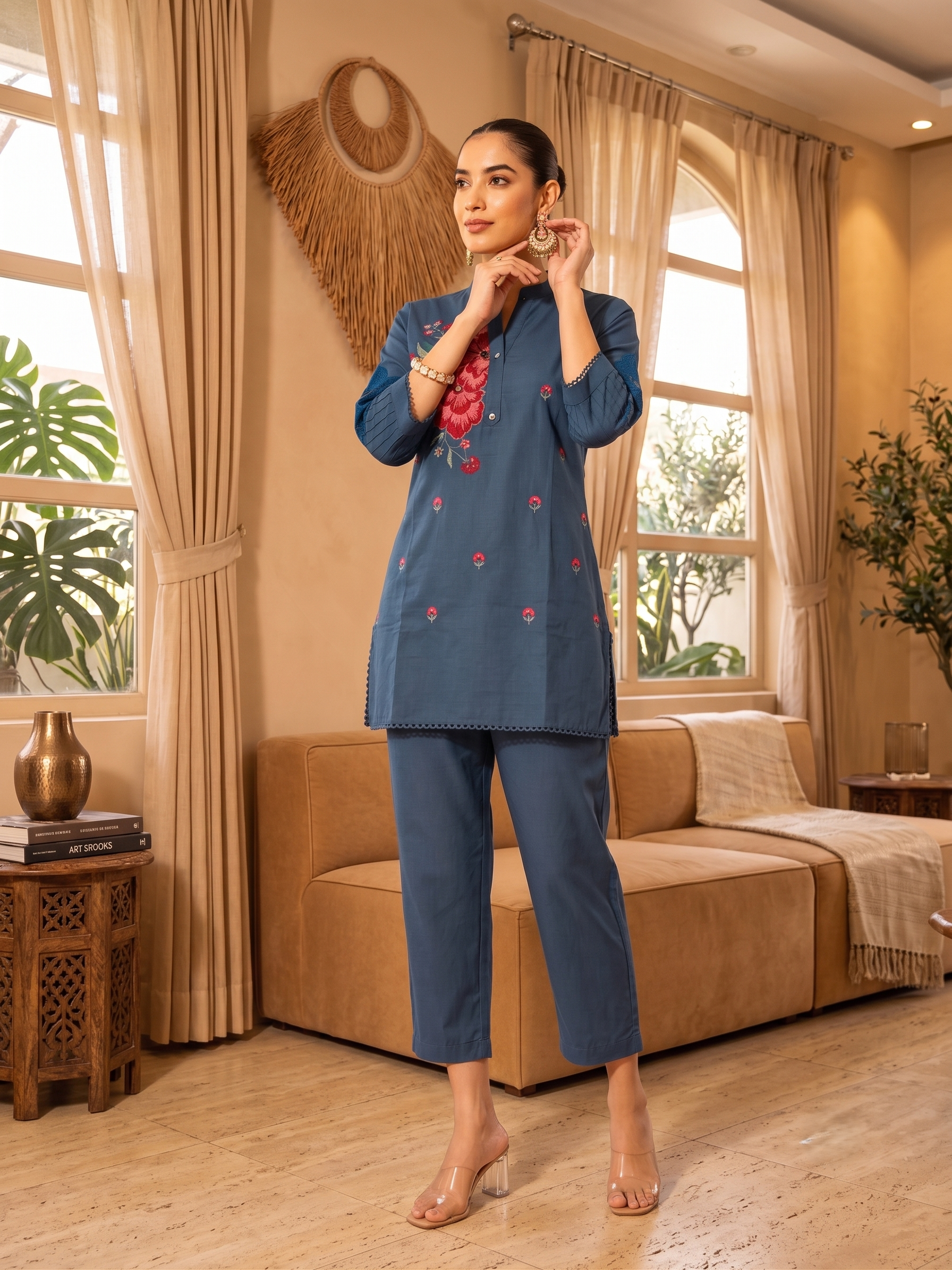 Noor Multi Threadwork Co-Ord Set