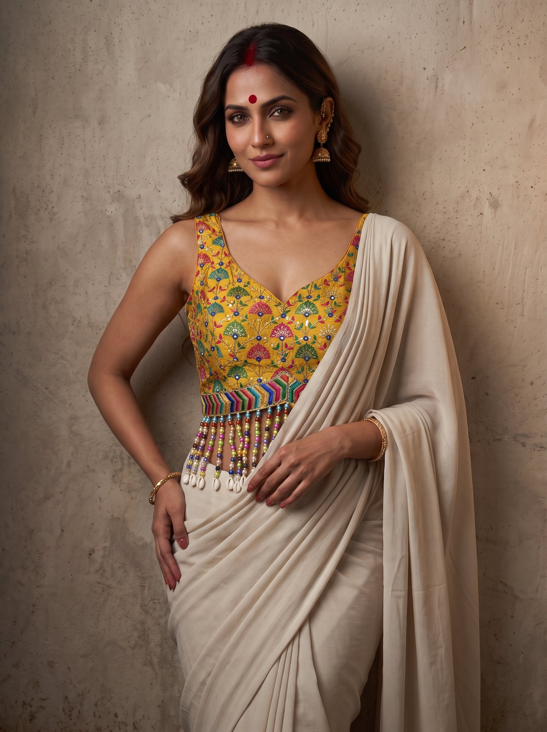Shell Elegance Embroidered Blouse