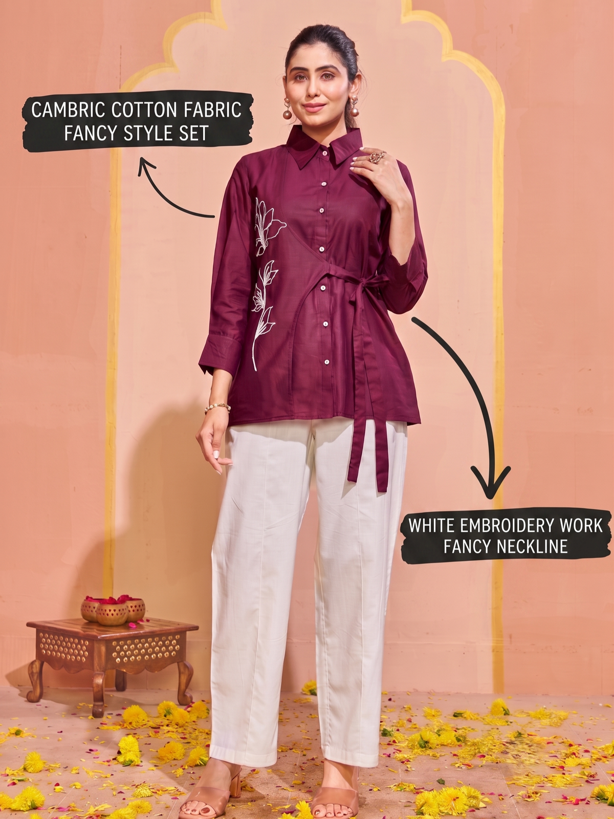 Myra White Embroidery Co-Ord Set