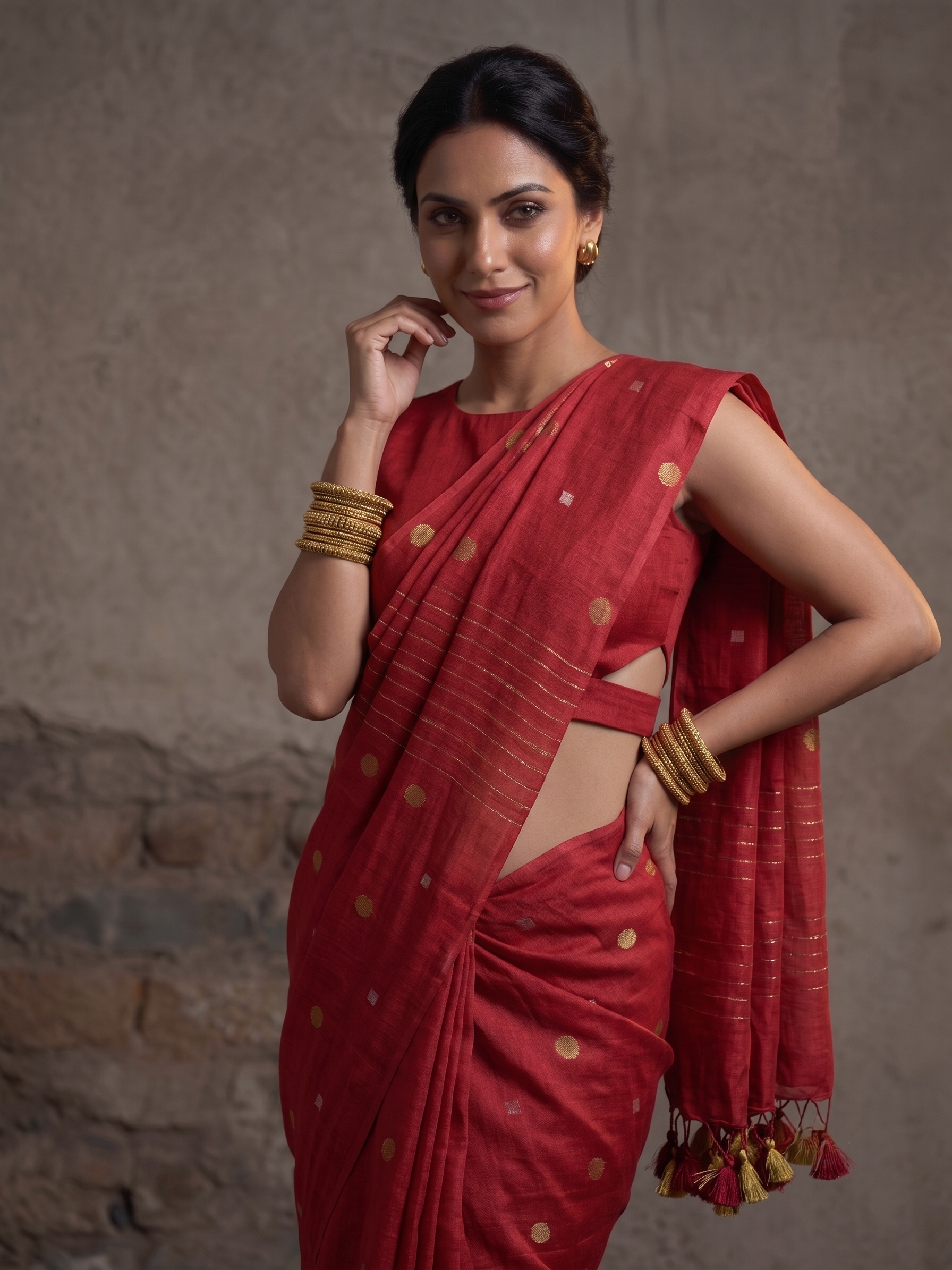 Golden Butta Semi Silk Viscose Saree