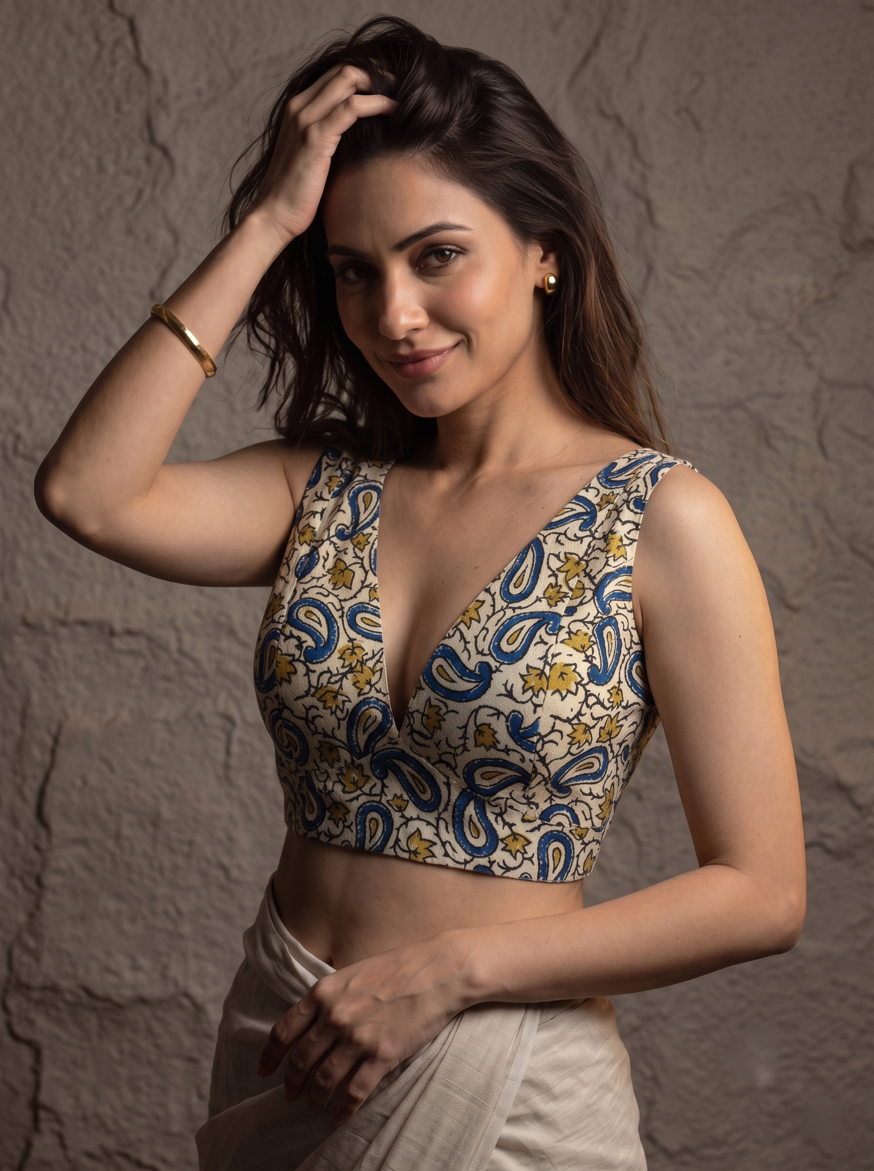 Ajrakh V Neck
