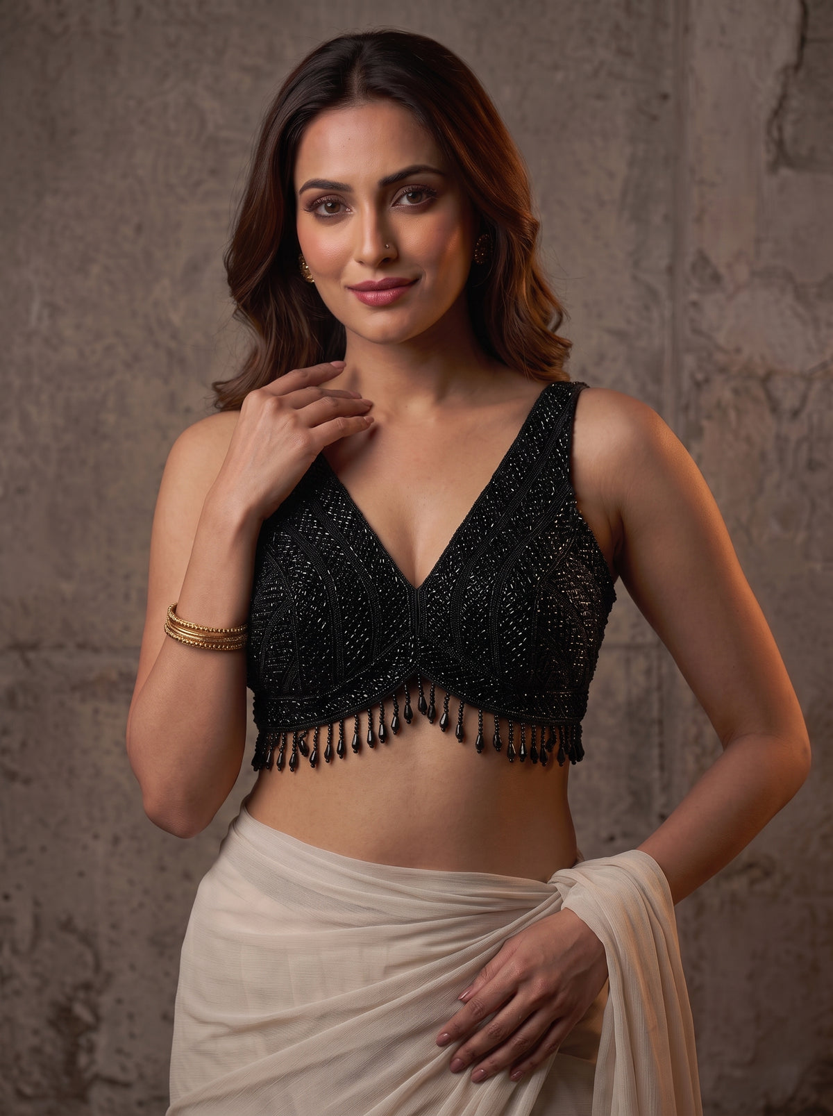 Shraddha Pearl Lace Work Blouse