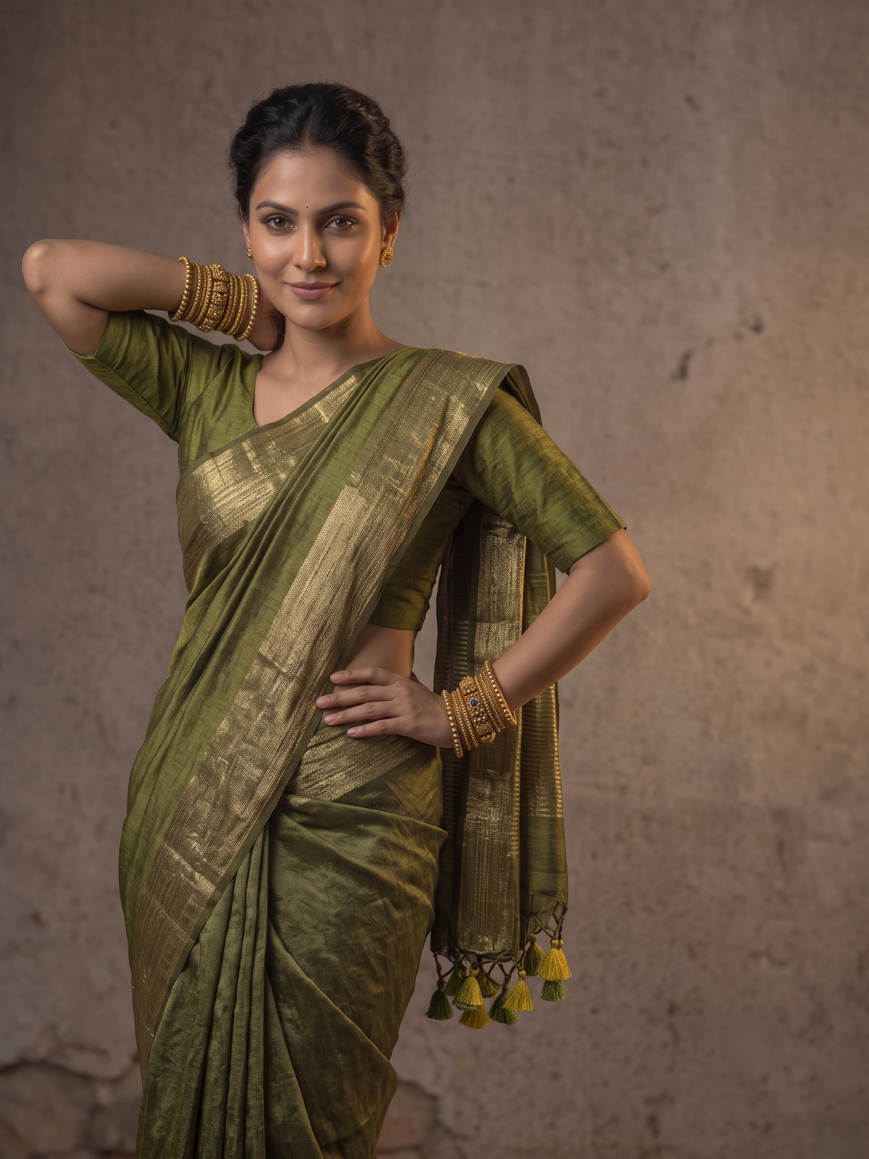 Sunshine Gold Linen Saree