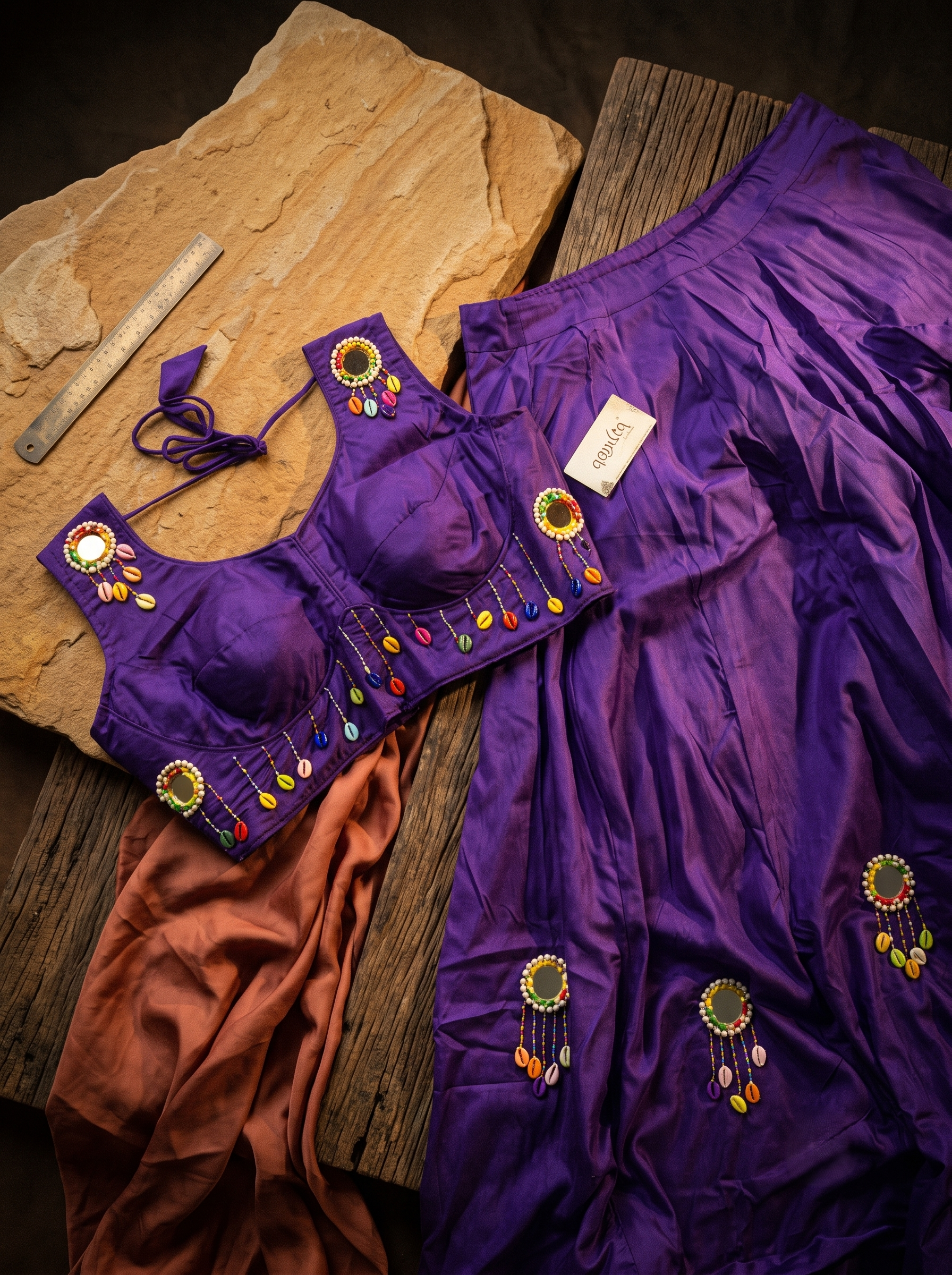 Vaanya Shell & Mirror Lehenga