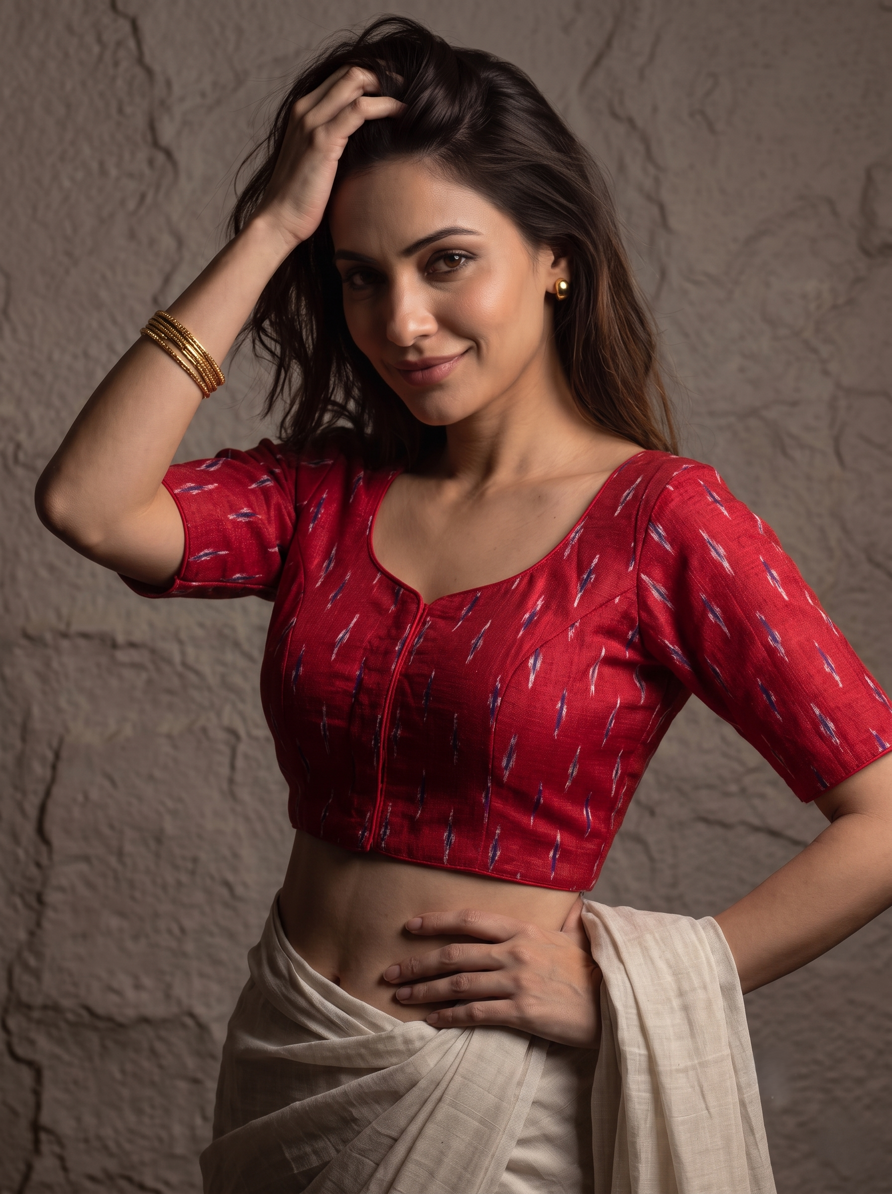 Classic Ikkath Designer Front-Open Blouse