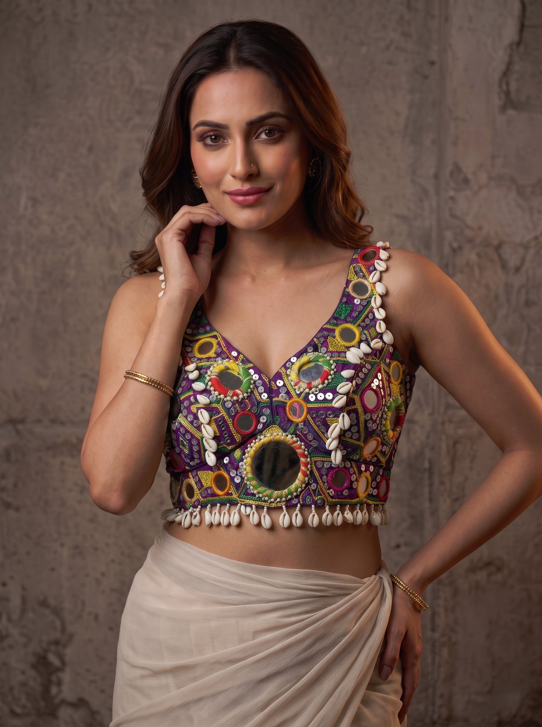 Navratna Mirror & Shell Blouse