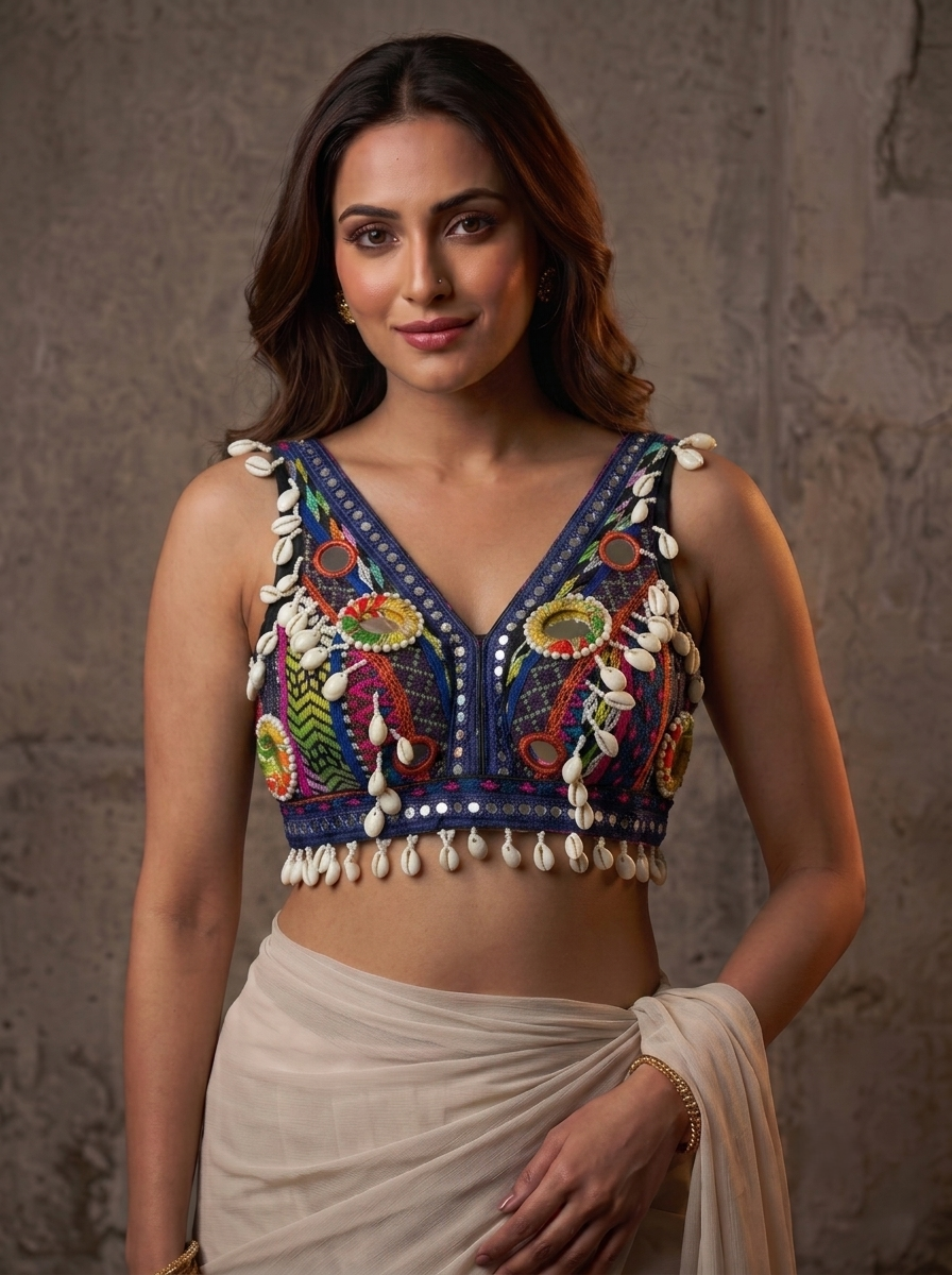 Navratna Mirror & Shell Blouse