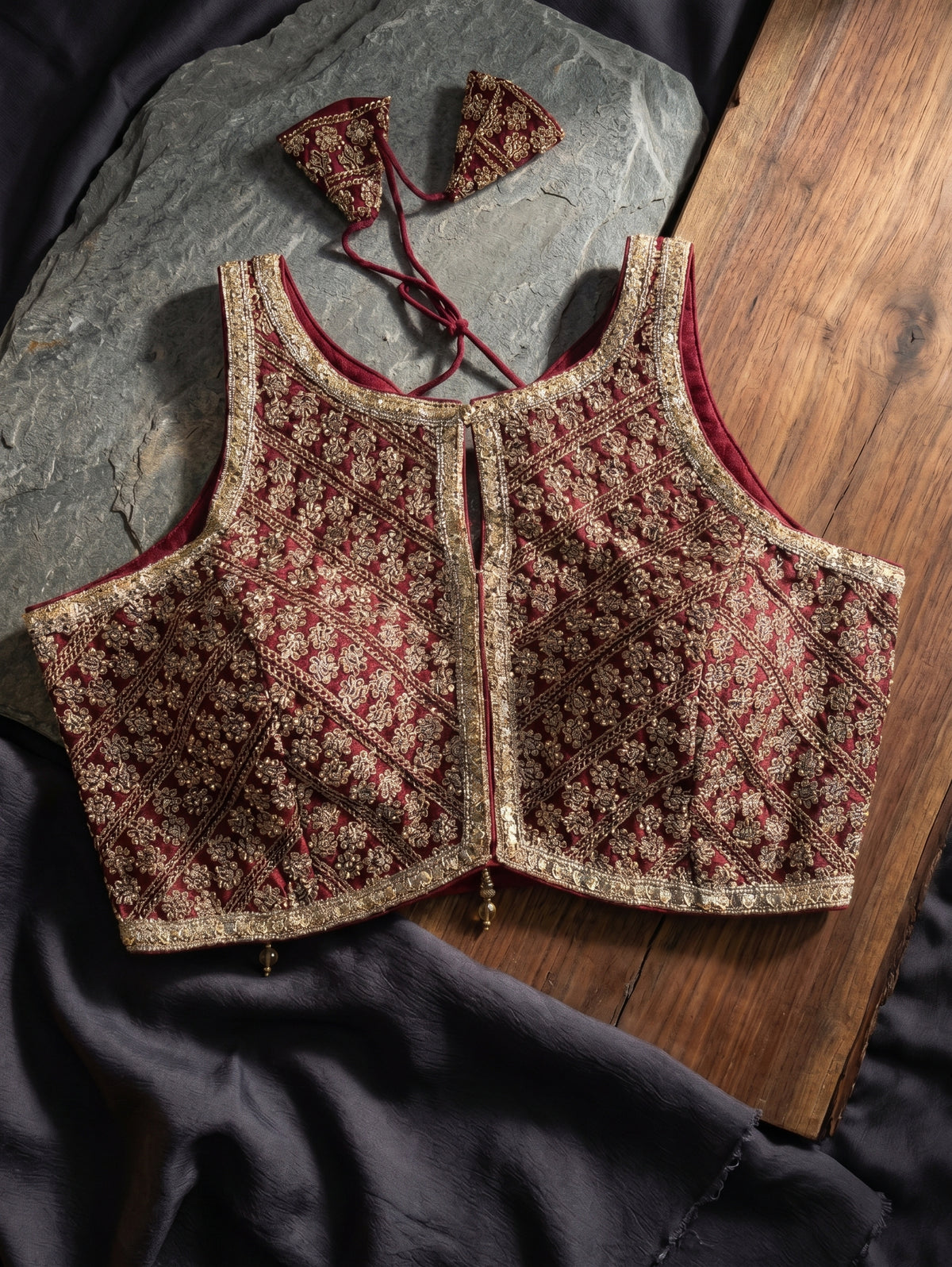 Heavy Stone Work Designer Lace Blouse