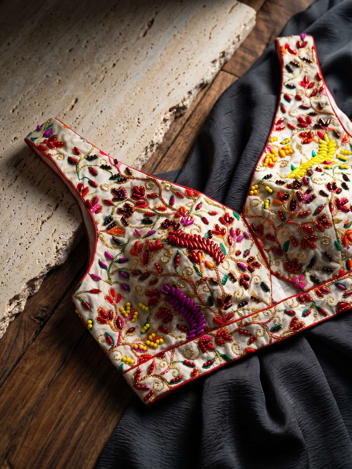 Stylish Pearl Work Silk Blouse