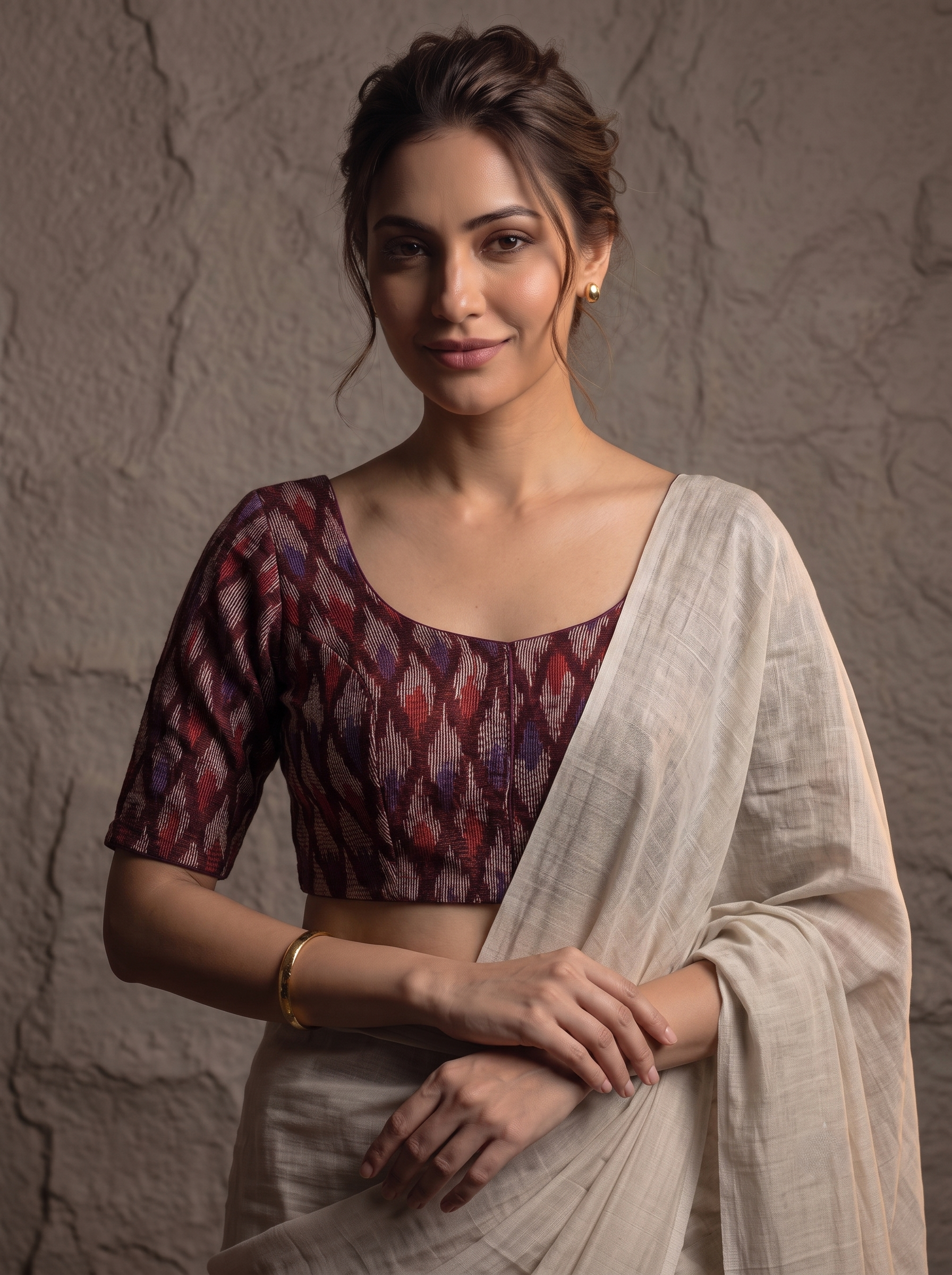 Classic Ikkath Designer Front-Open Blouse