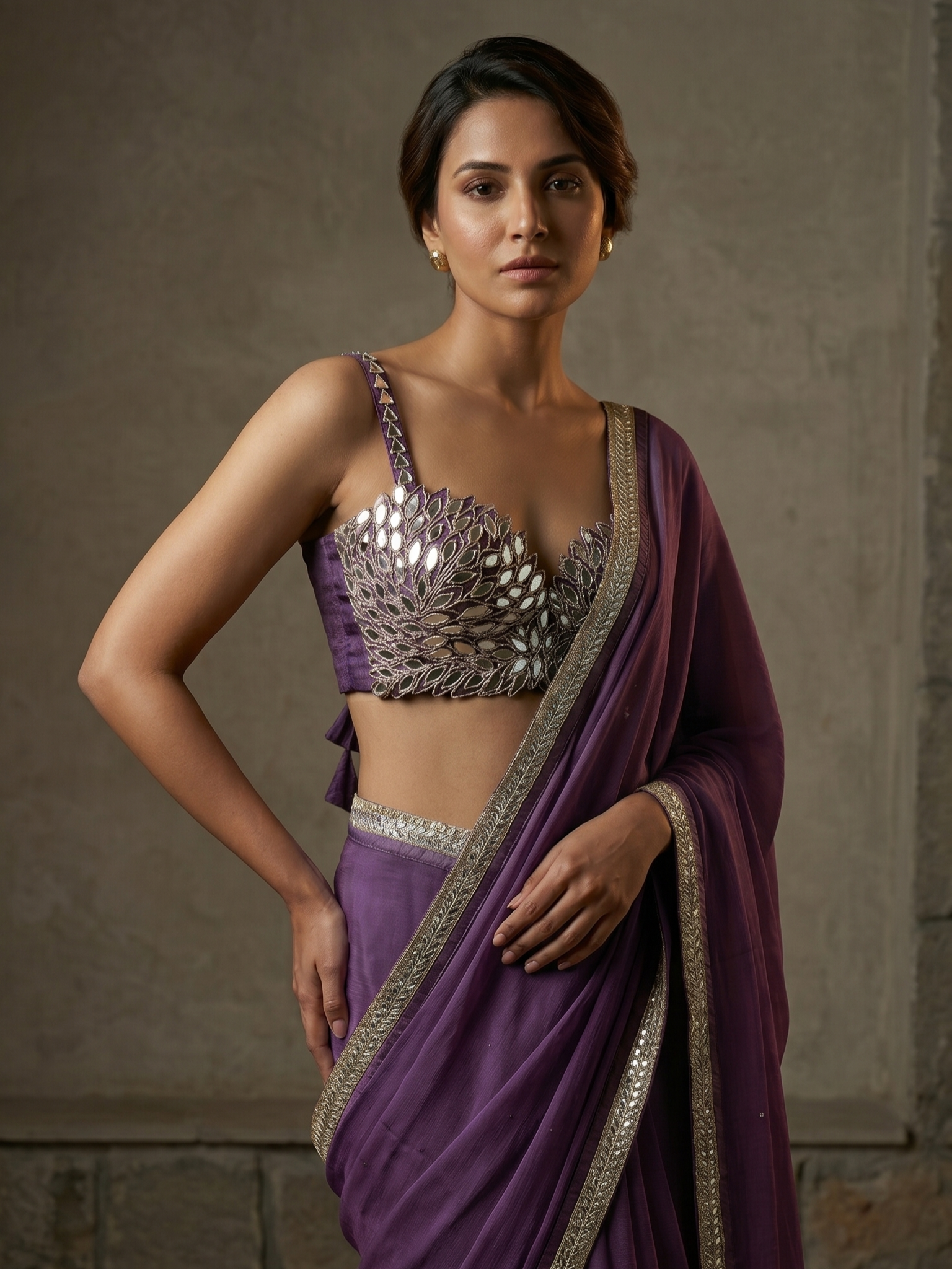 Aura Luxury Drape saree set