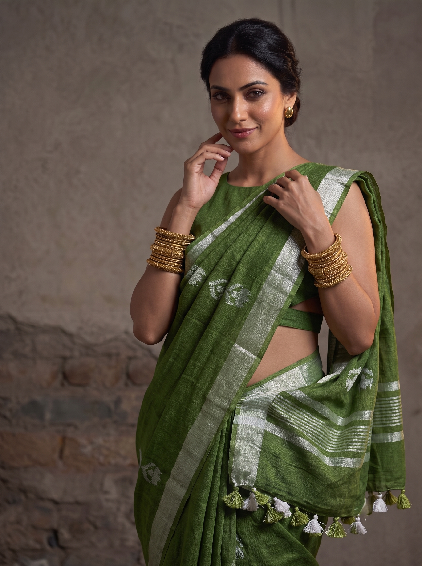 Anaya Royal White Butta Saree