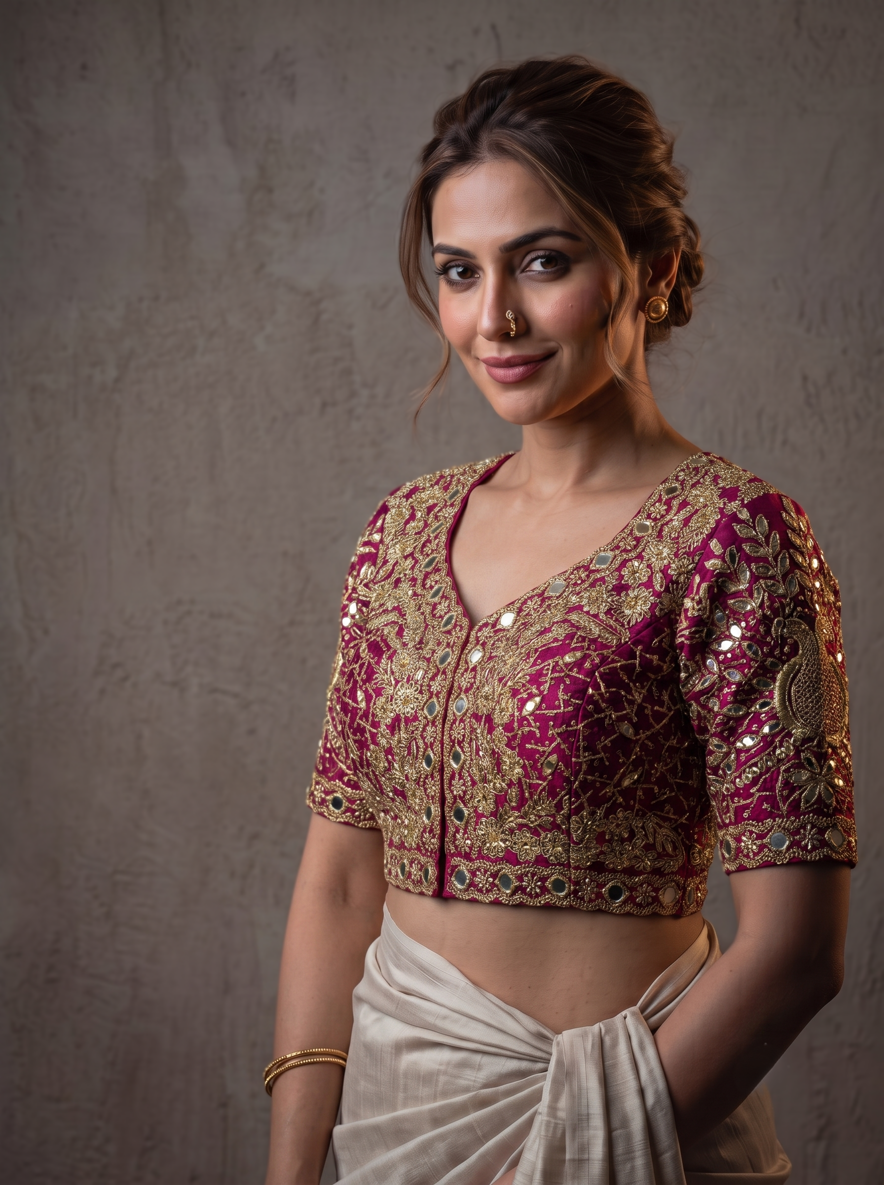 Zara Embroidered Silk Blouse