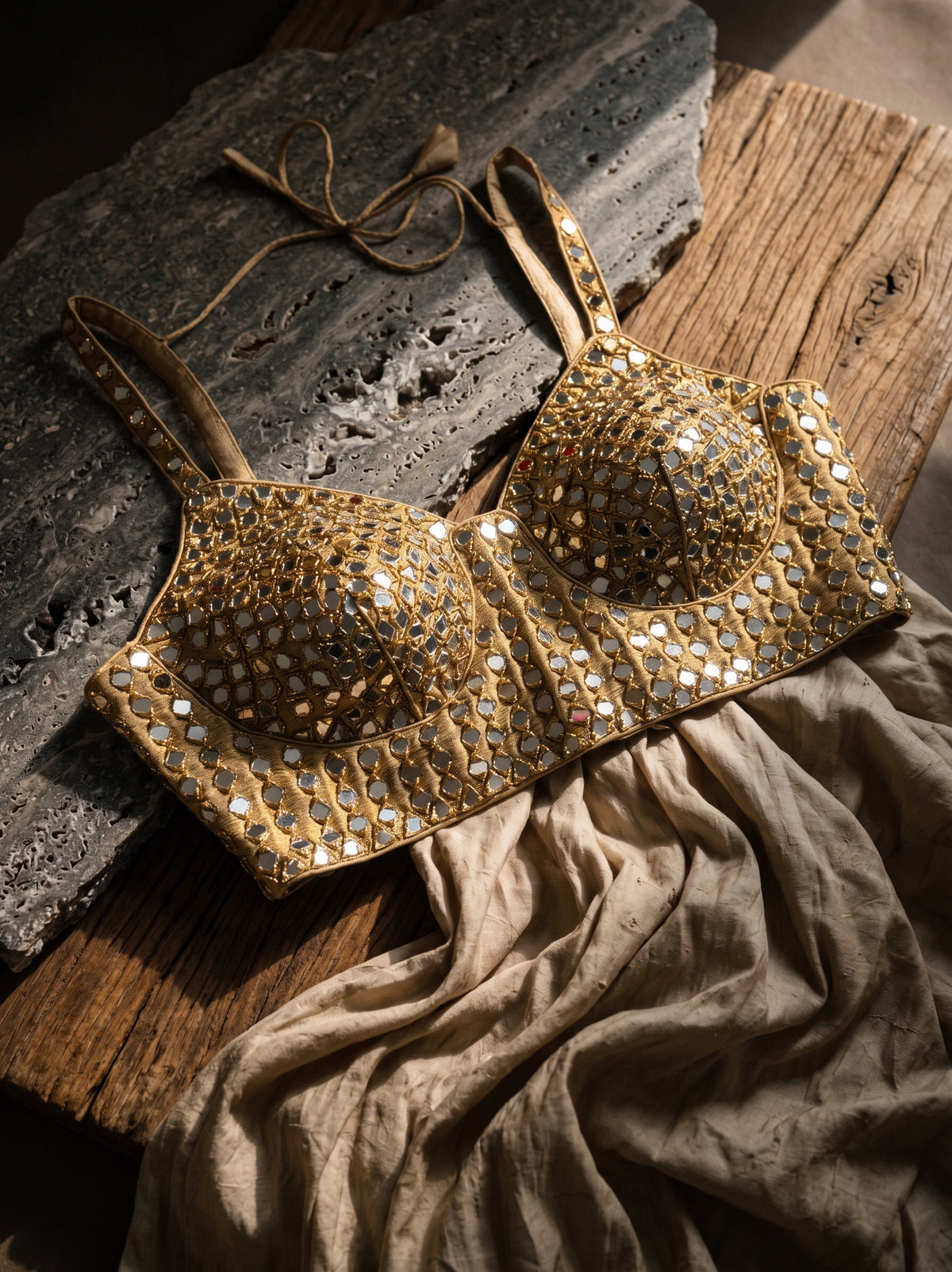JASHN MIRROR WORK STRAP BLOUSE
