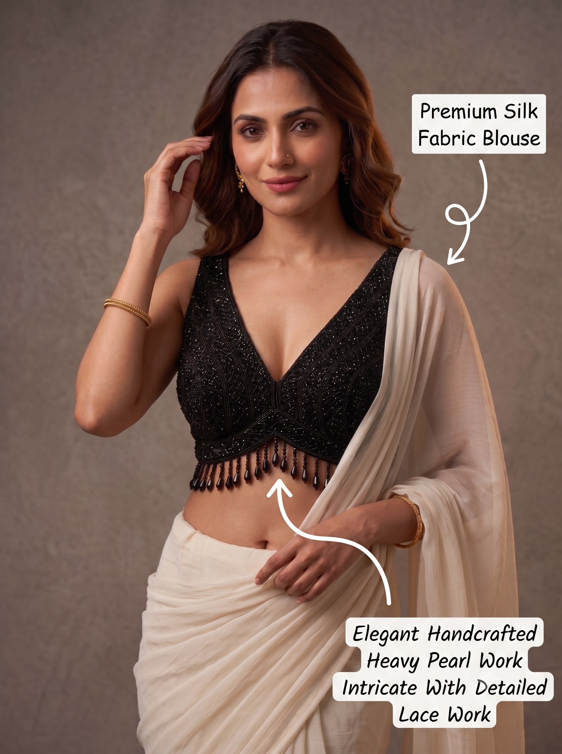 Shraddha Pearl Lace Work Blouse