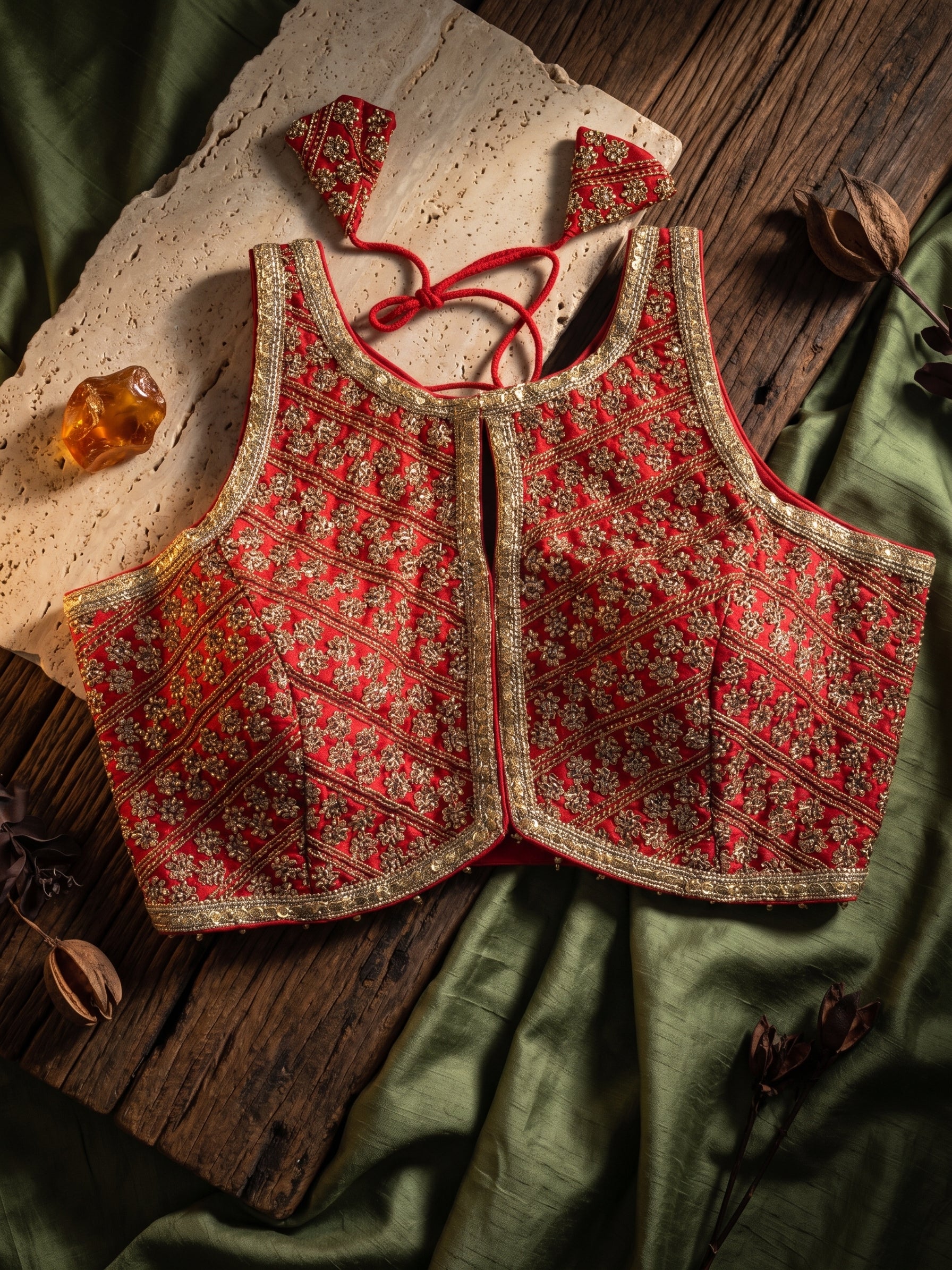 Heavy Stone Work Designer Lace Blouse