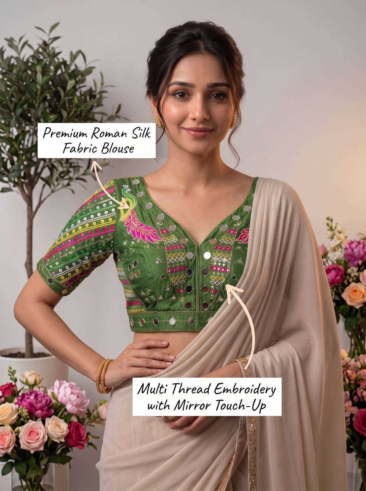 Aabha Navratri Roman Silk Blouse
