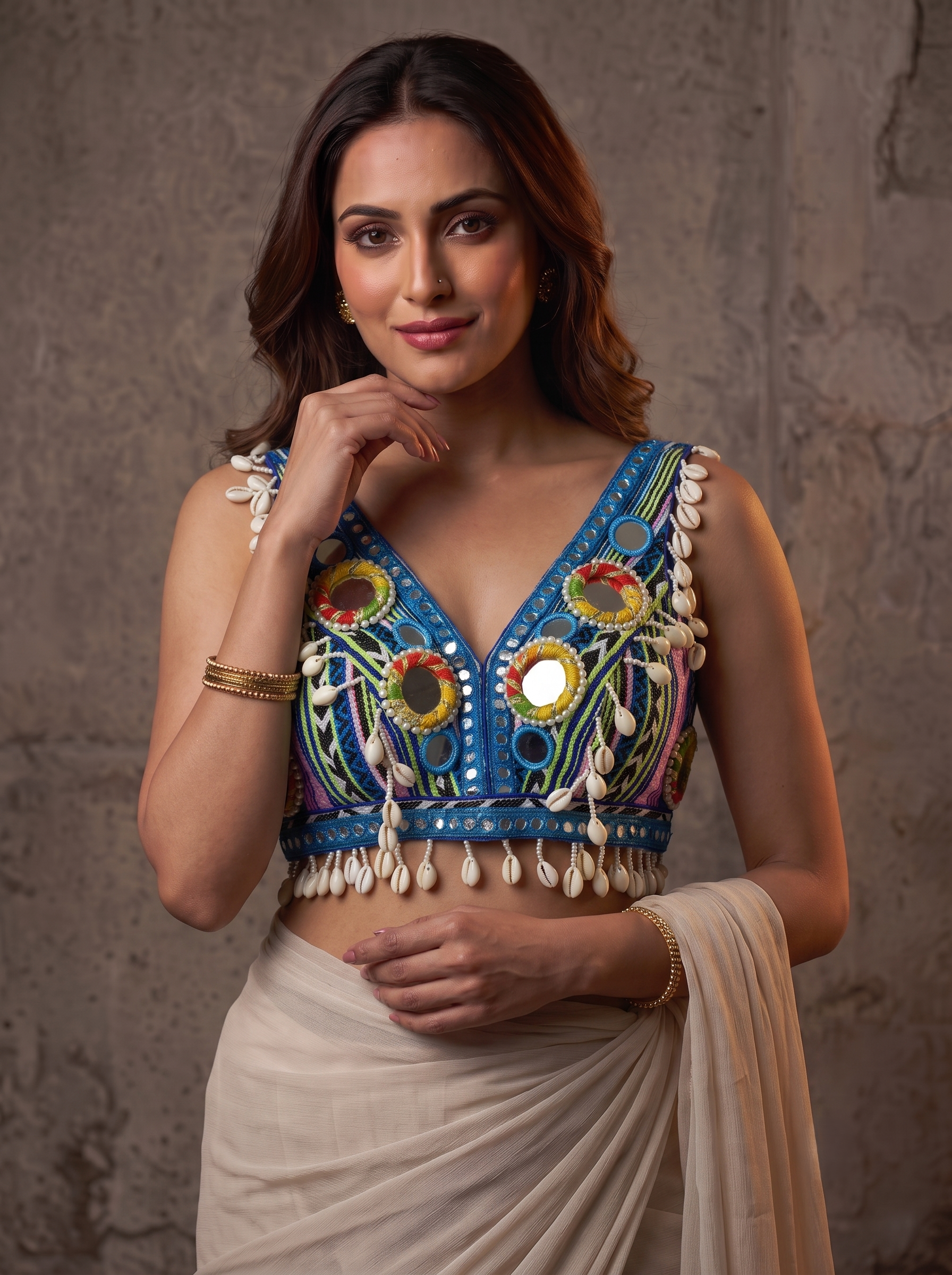 Navratna Mirror & Shell Blouse