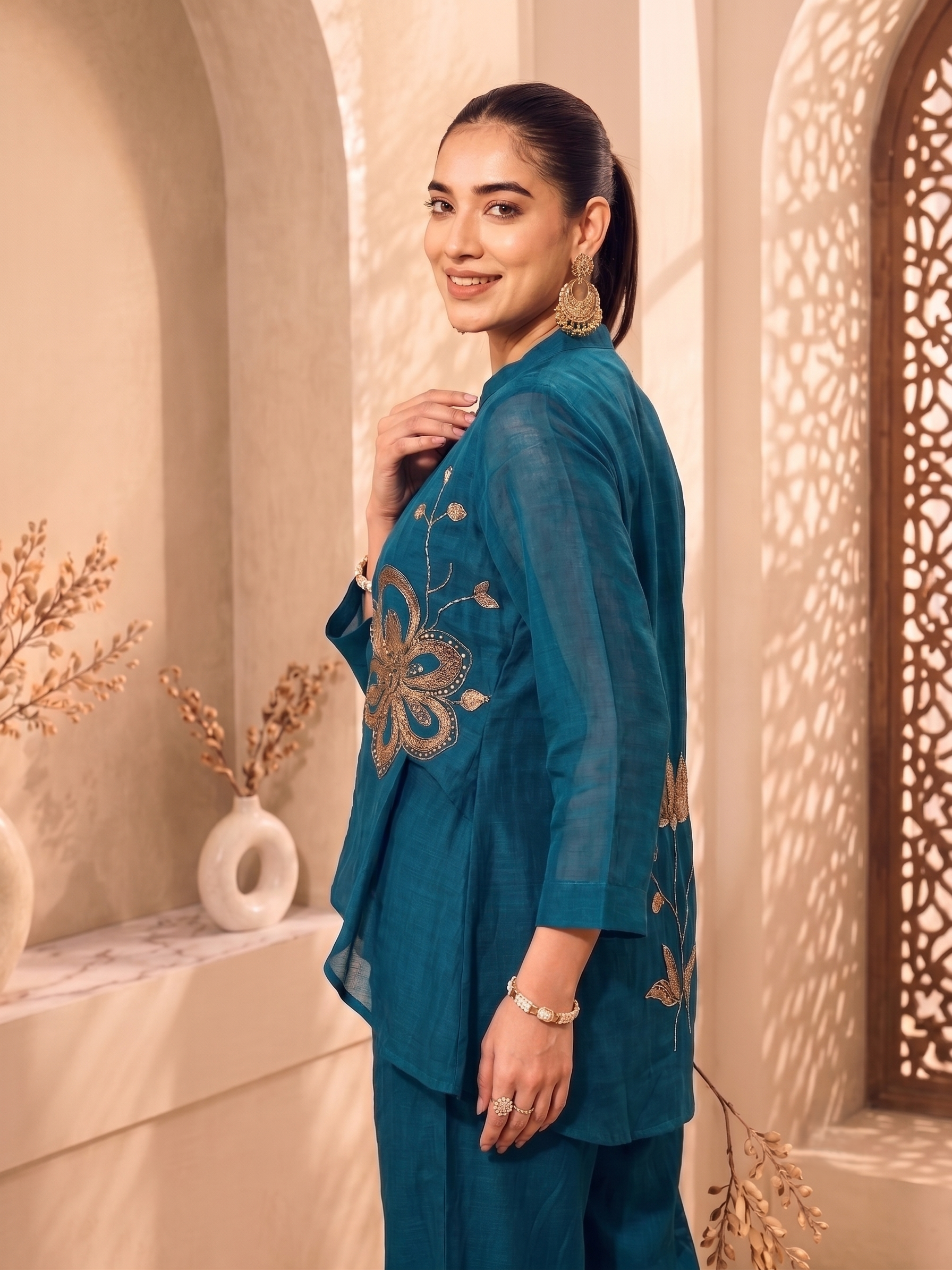 Zarifa Mal Chanderi Co-Ord Set