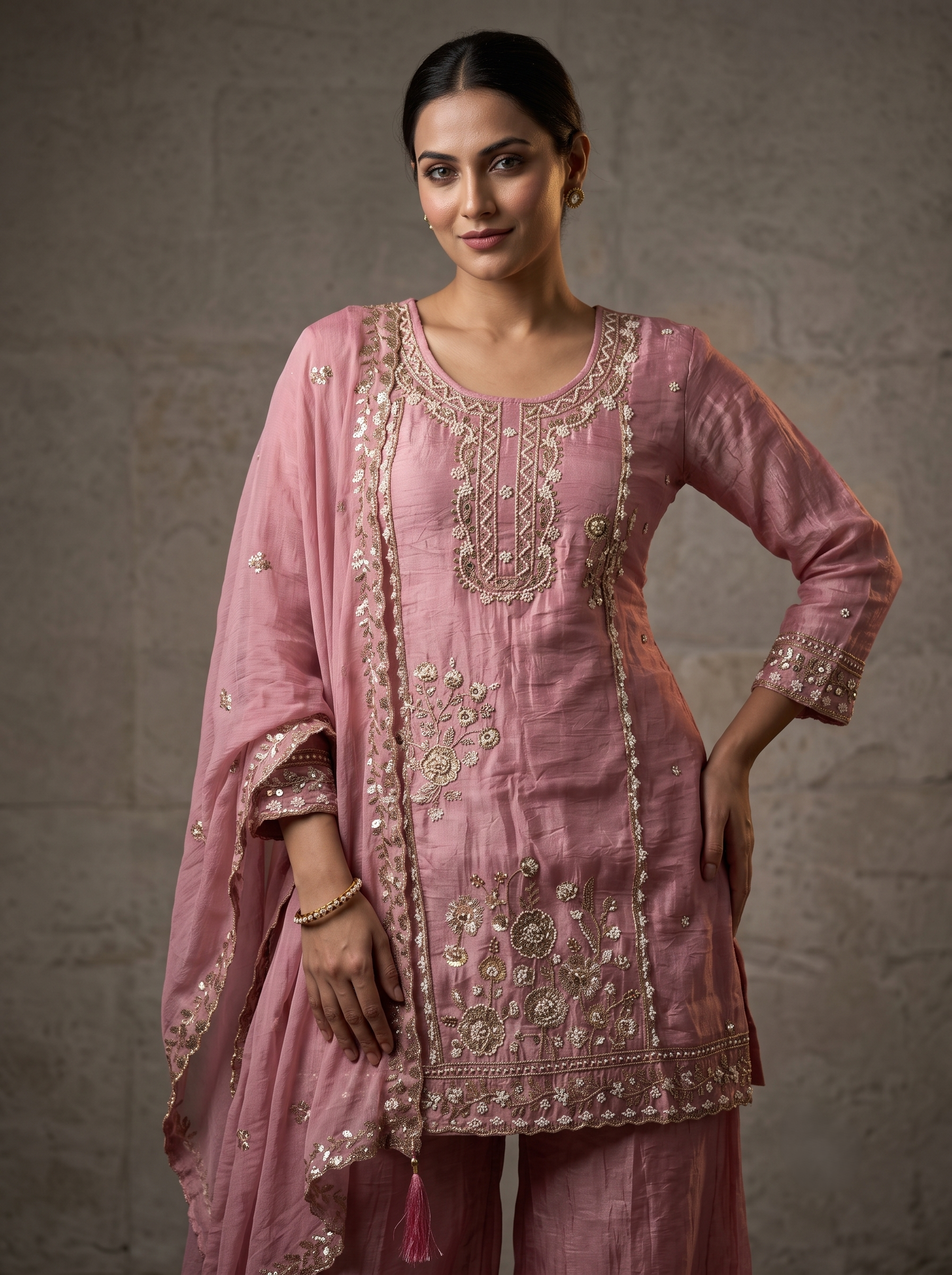 Nazrana Dolomite Silk Sharara Set