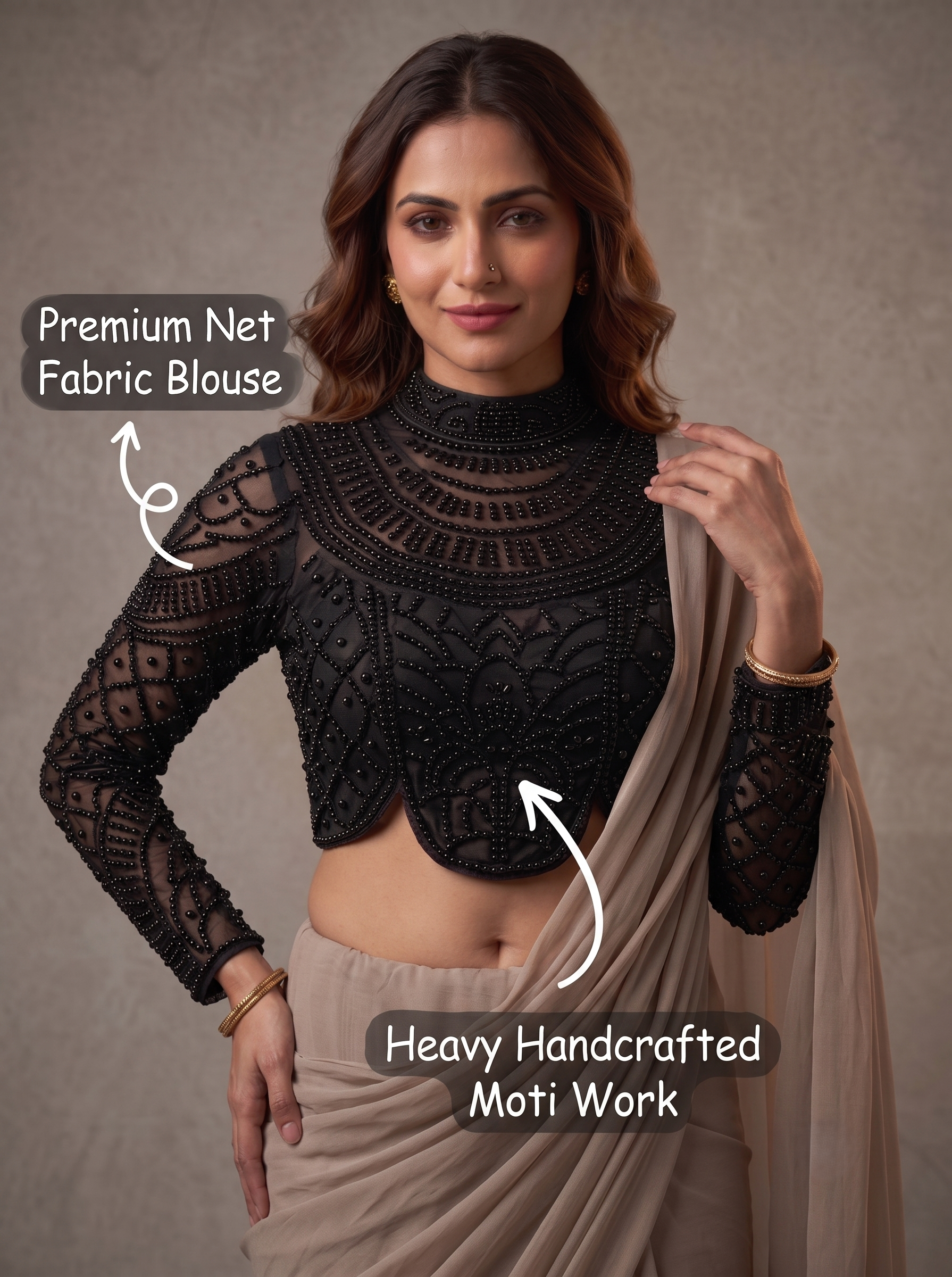 Moti Royale Net Full Sleeves Blouse