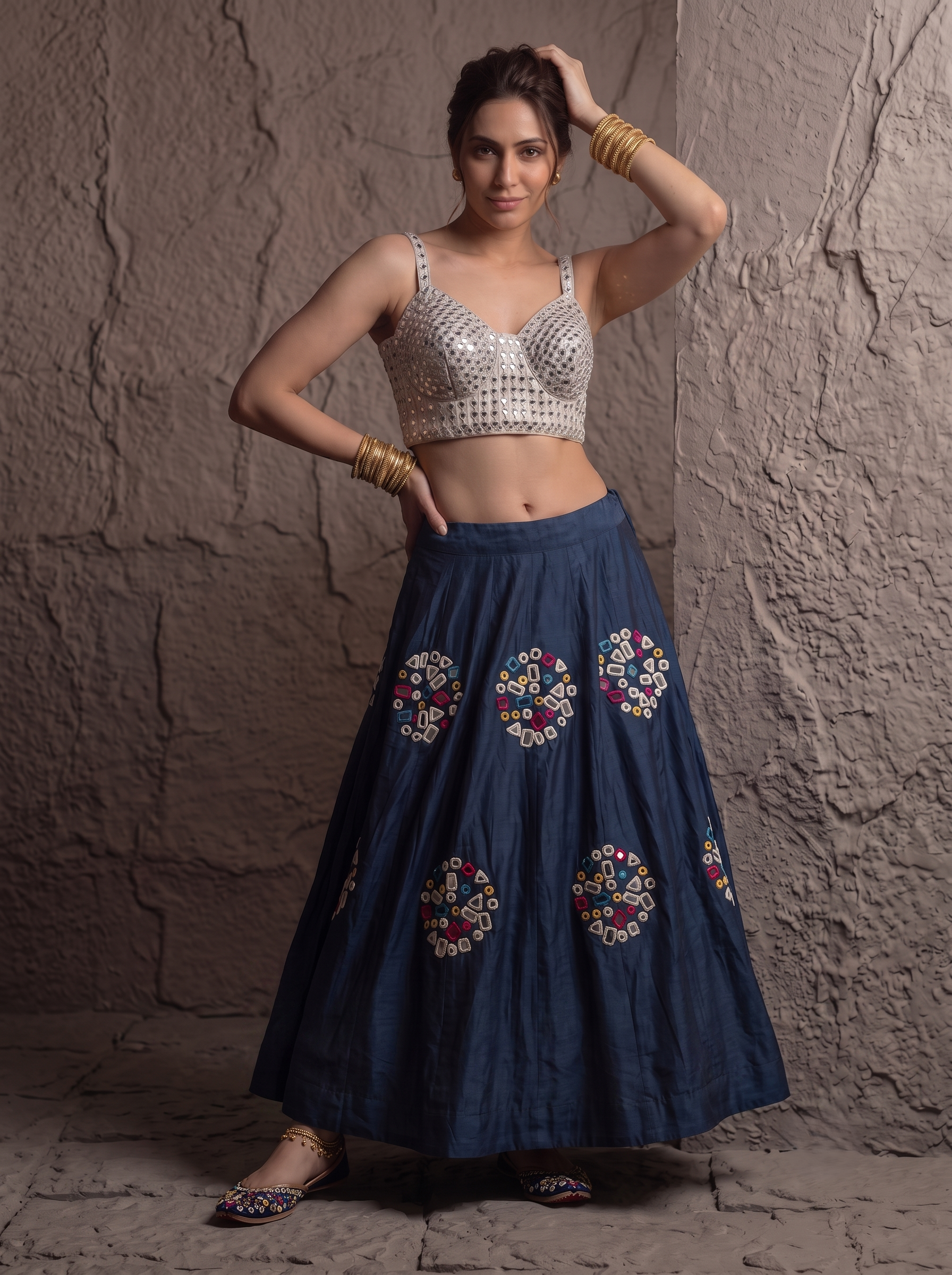 Heritage Gamthi Mirror Lehenga Set