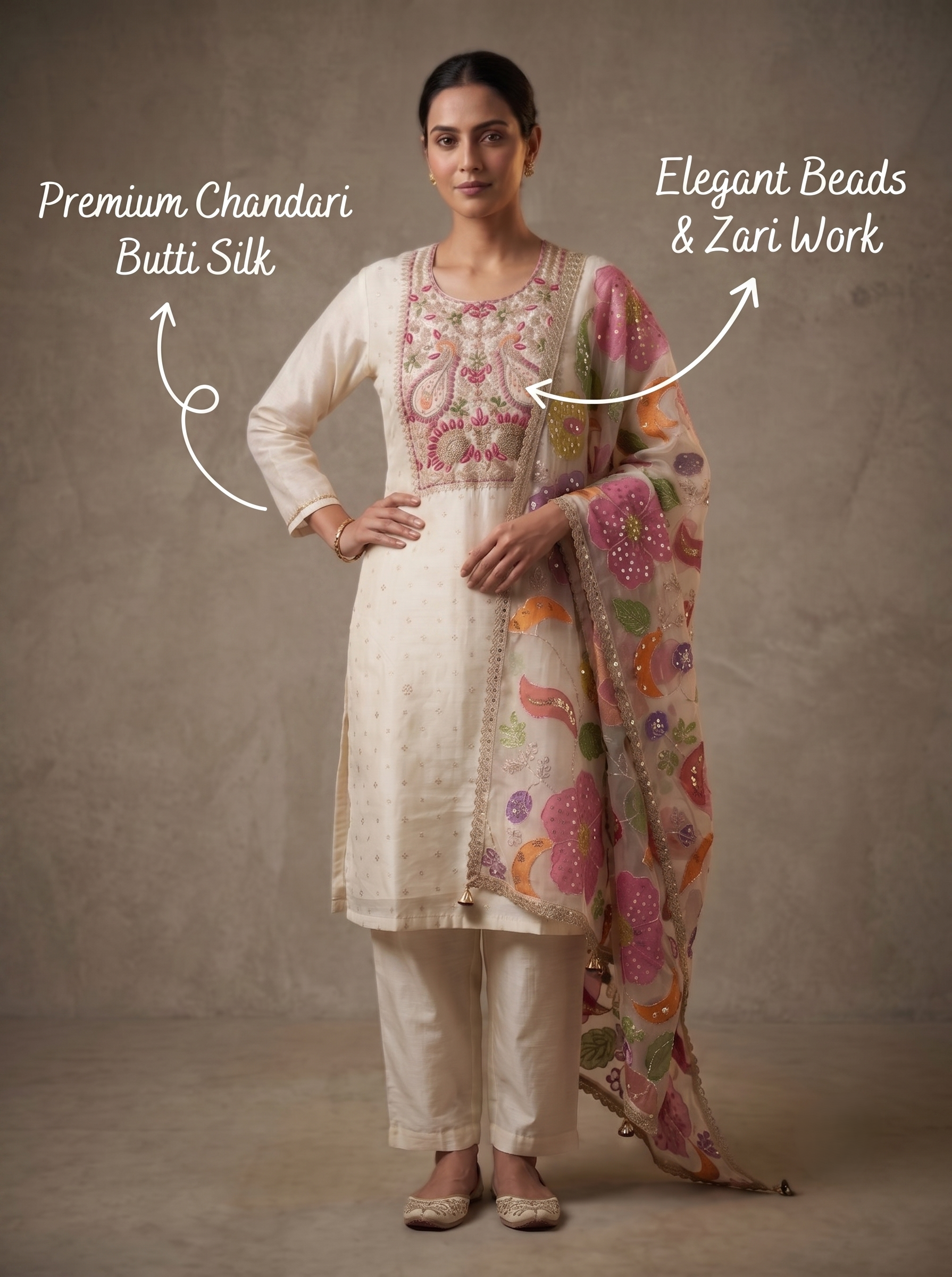 Gulnaar Beads & Zari Sharara Set