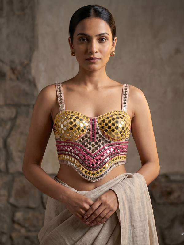 Aarini Handcrafted Mirror Silk Blouse