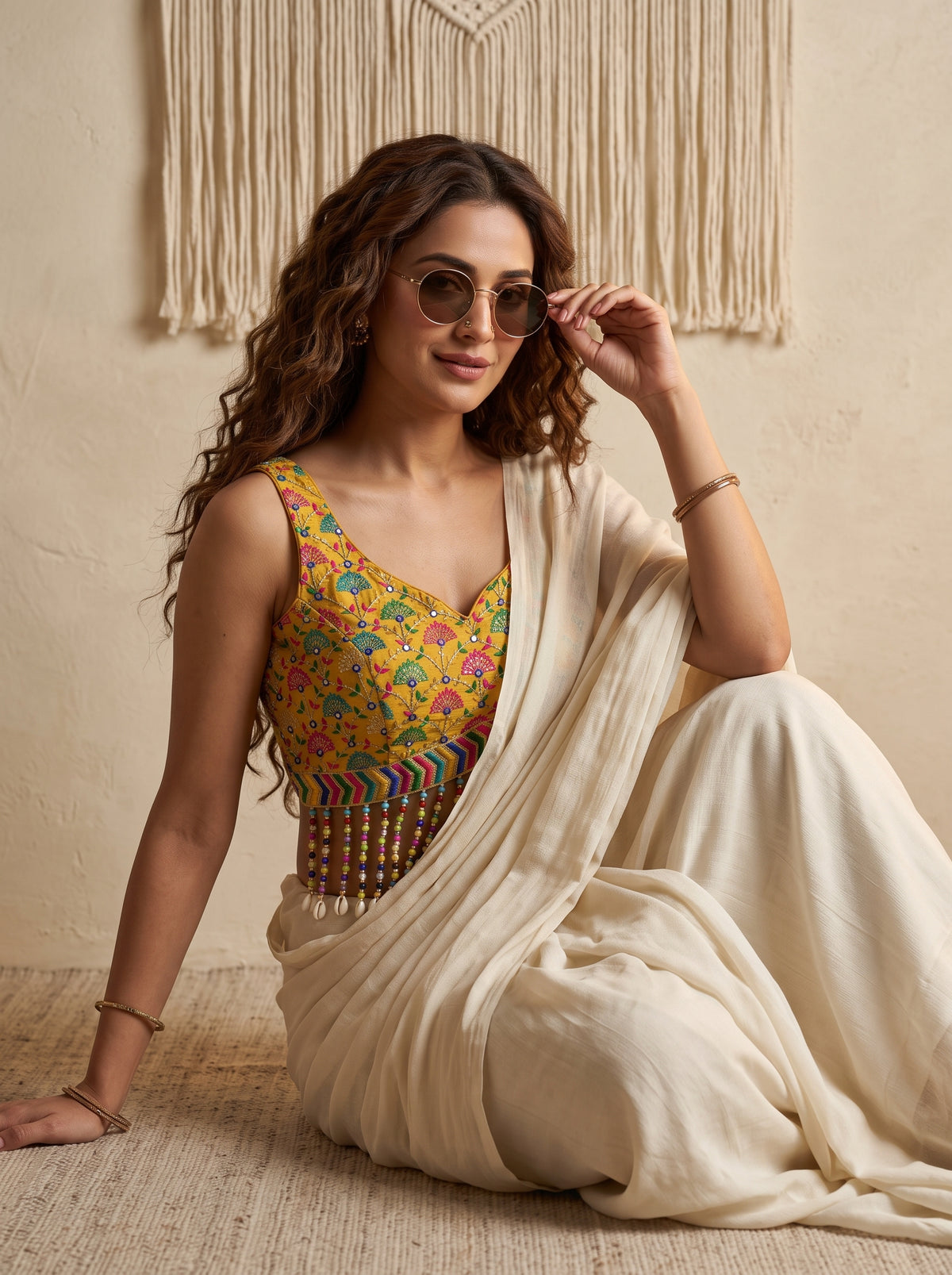Shell Elegance Embroidered Blouse