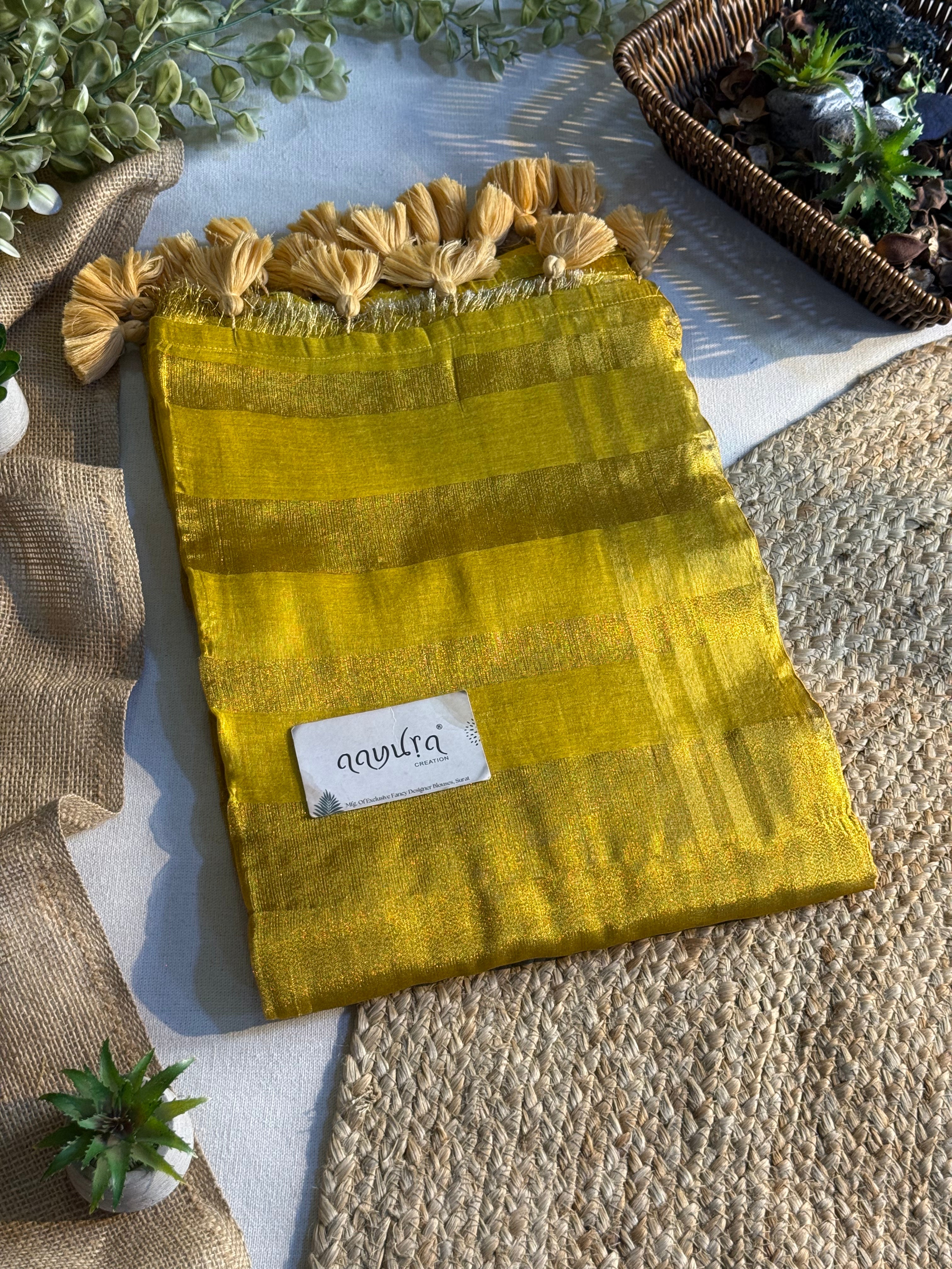 Pastel Checks Charm Linen Tissue Saree