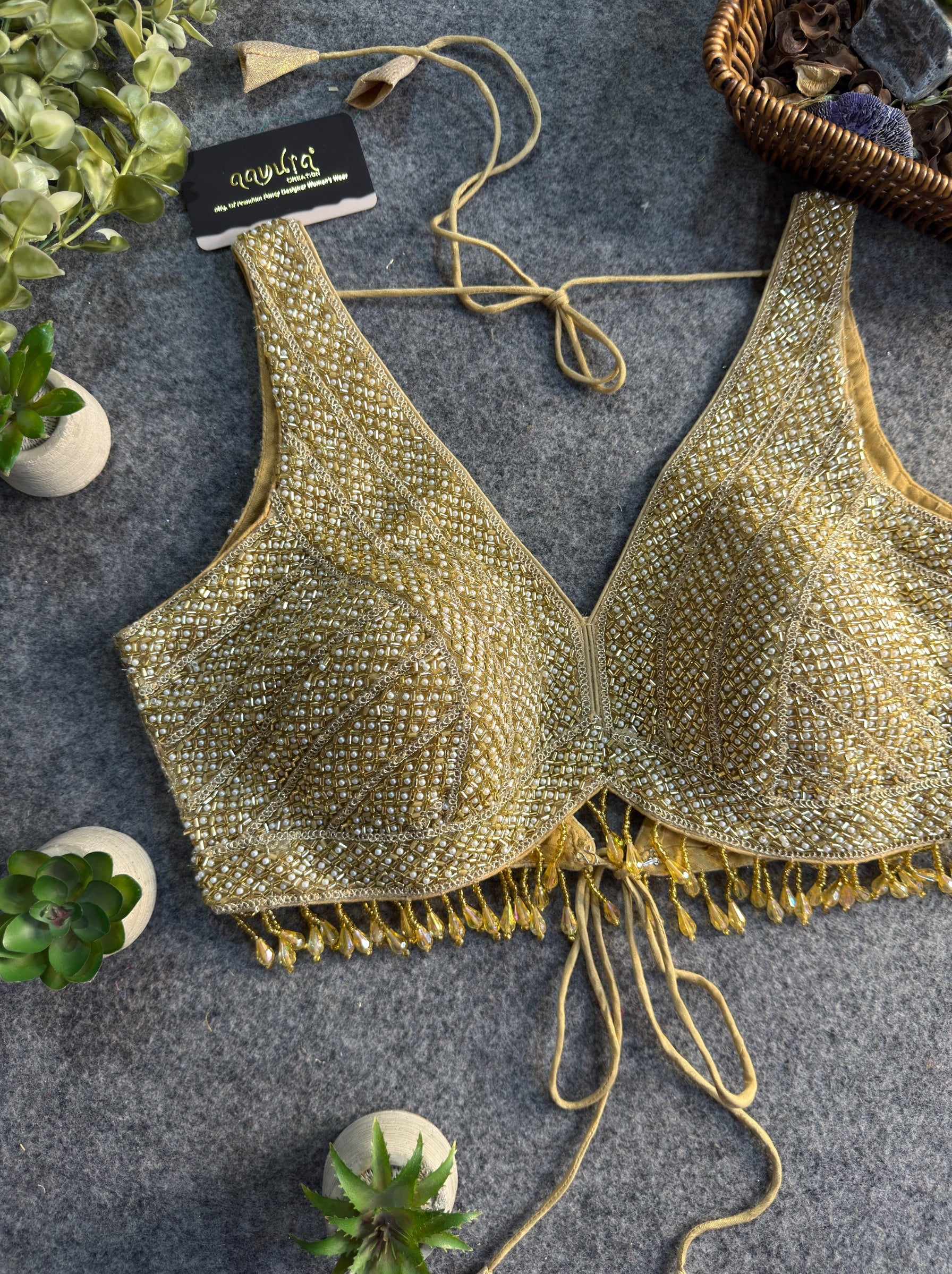 Shraddha Pearl Lace Work Blouse