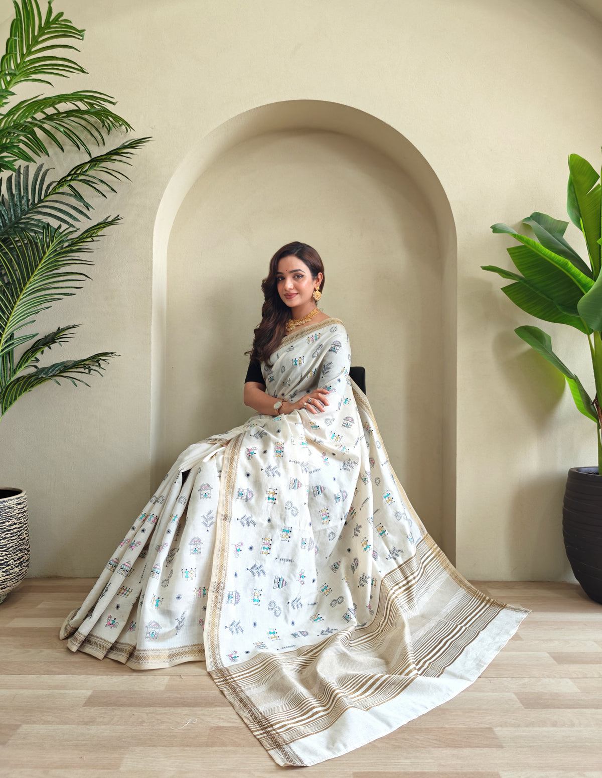 Tussar Worli Zari Elegance Saree