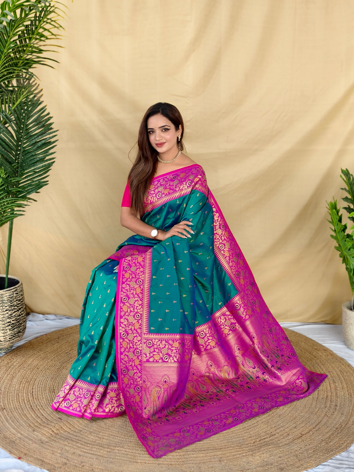 Diva Teal Green Soft Silk Saree