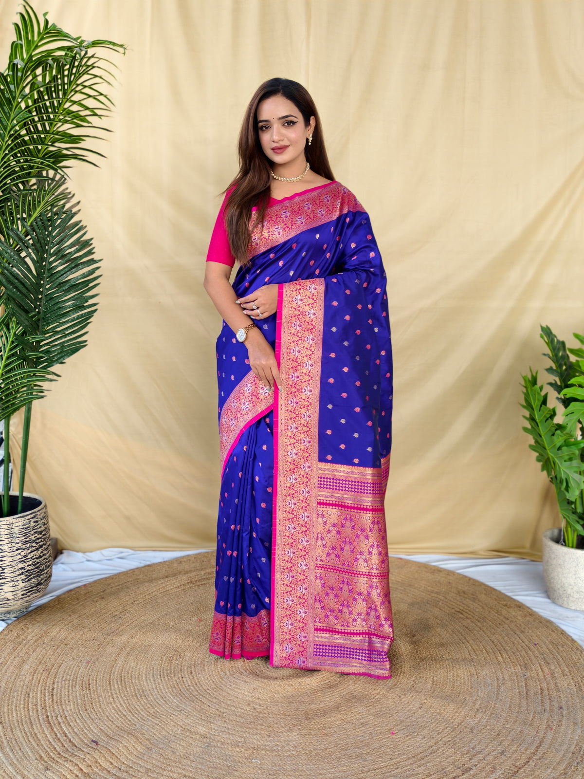 Drape Royal Blue Soft Silk Saree